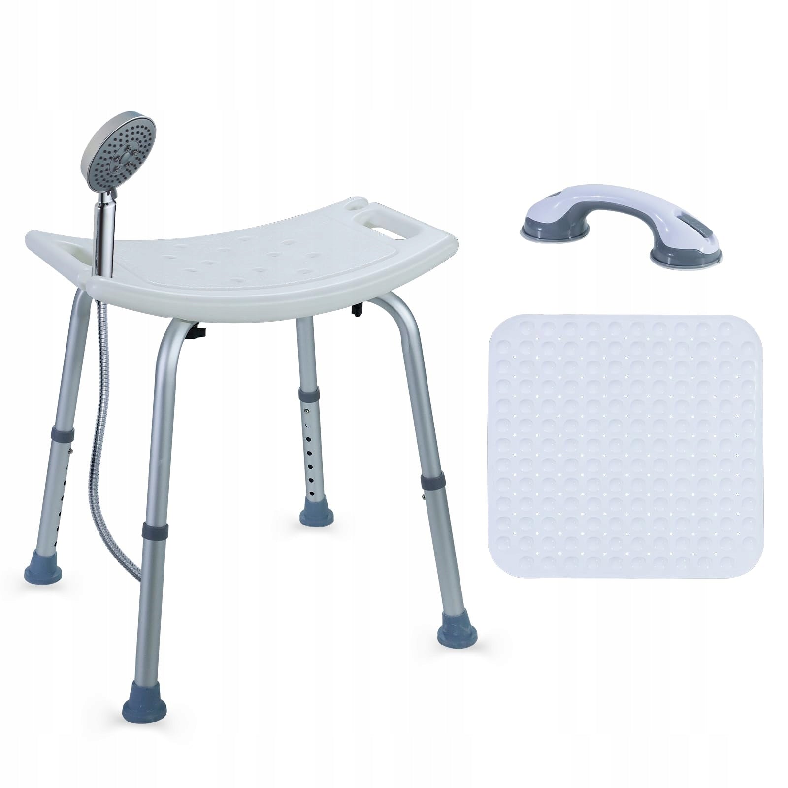 Taboret prysznicowy CCLIFE dla seniorów regulowany 120 kg antypoślizgowy