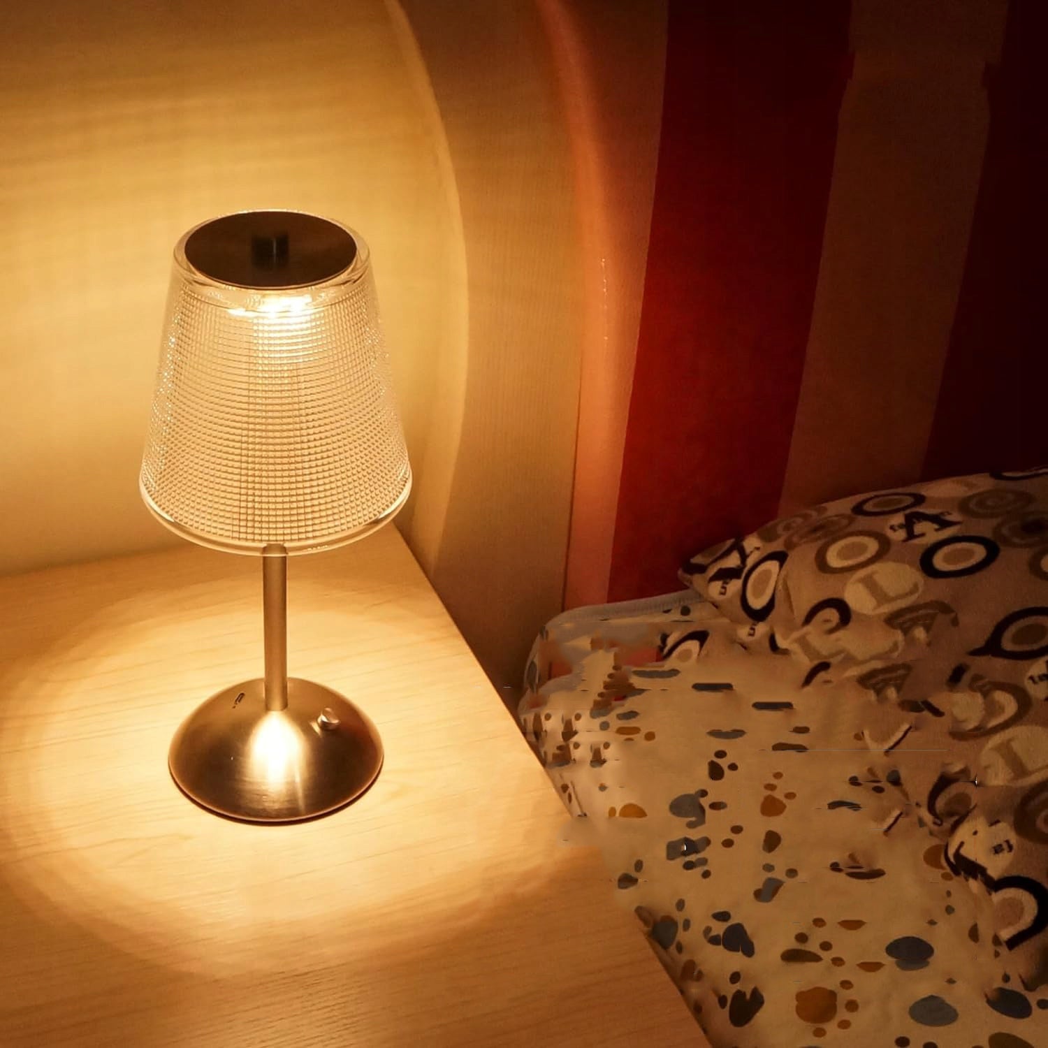KRYSZTAŁOWA LAMPKA NOCNA STOŁOWA LED USB