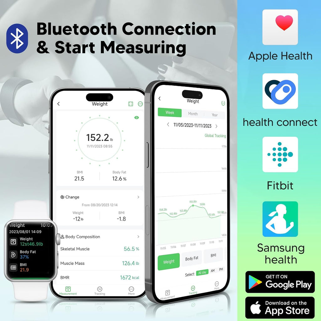 Waga łazienkowa arboleaf CS20G smart Bluetooth BMI LED 180kg