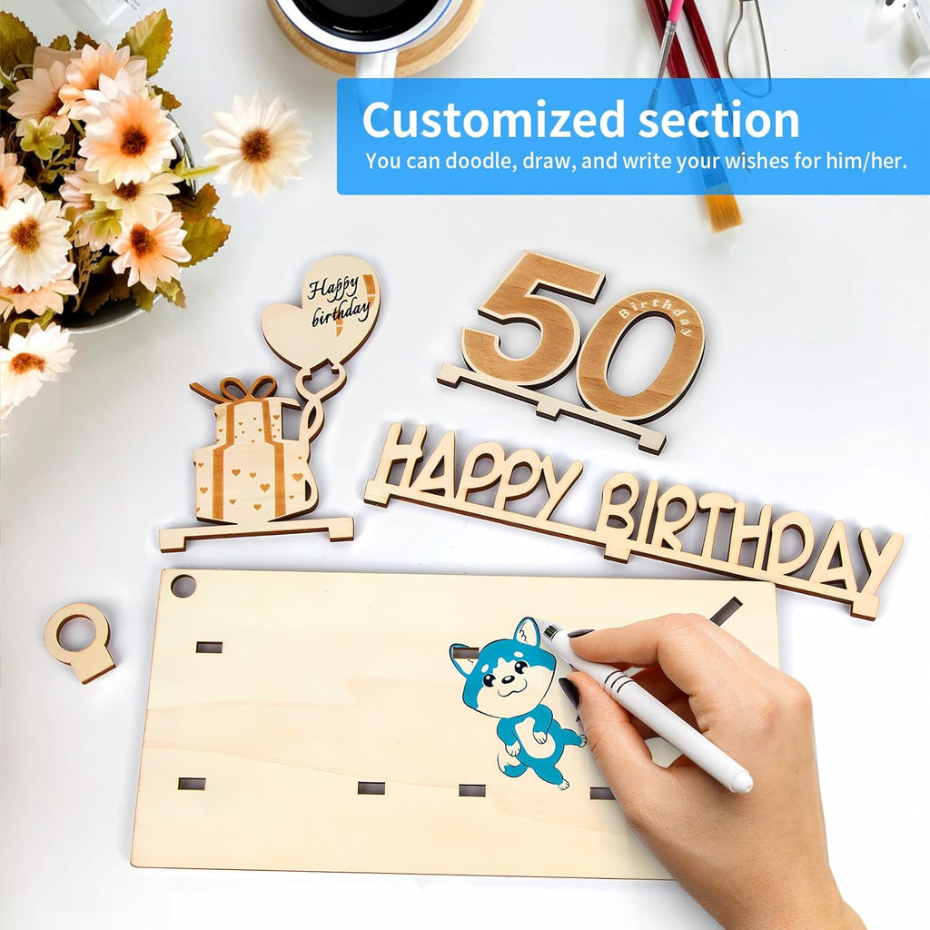 Drewniany prezent na 50 urodziny z LED