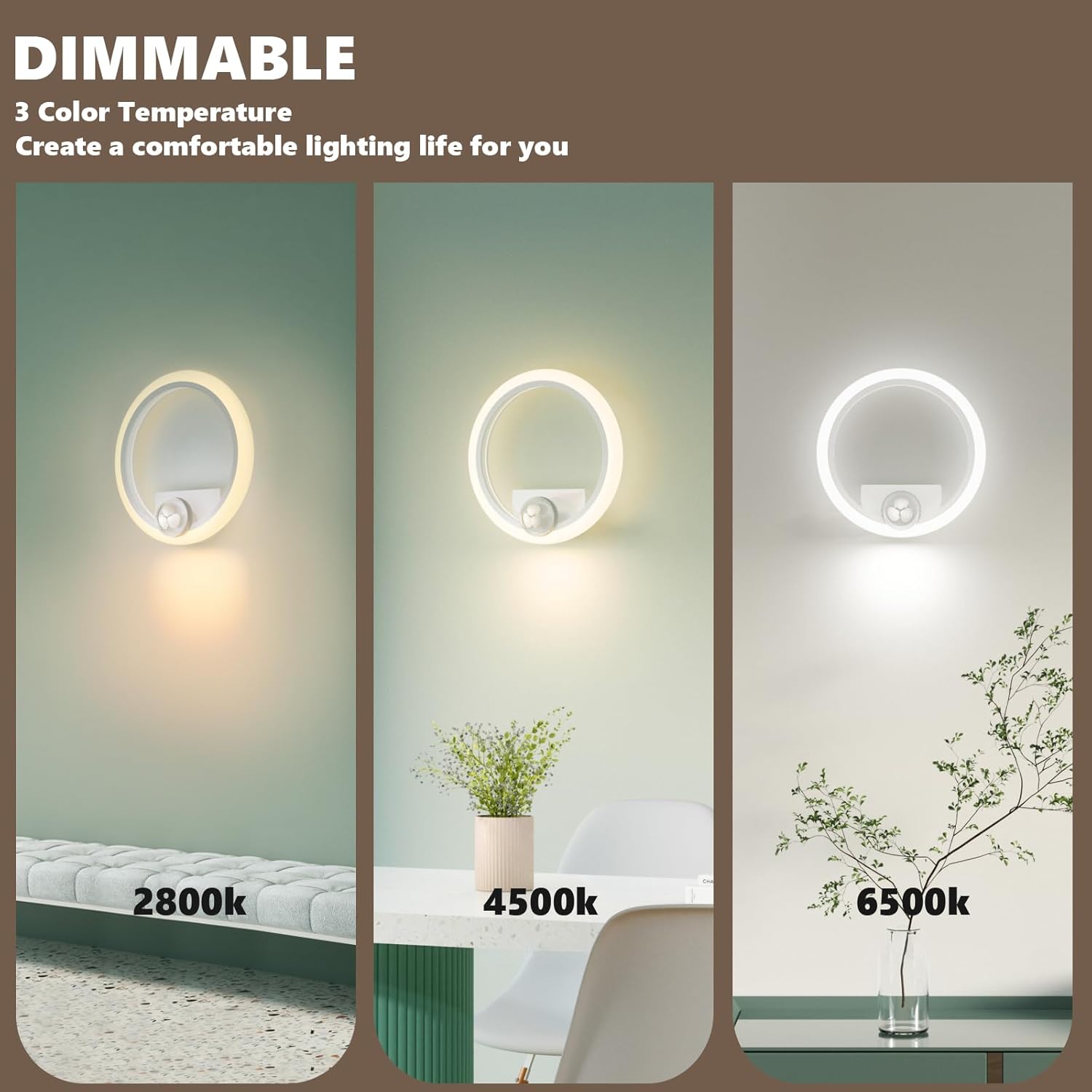 Kinkiet LED RUYI 1R 12W okrągła lampa ścienna 3 barwy biała