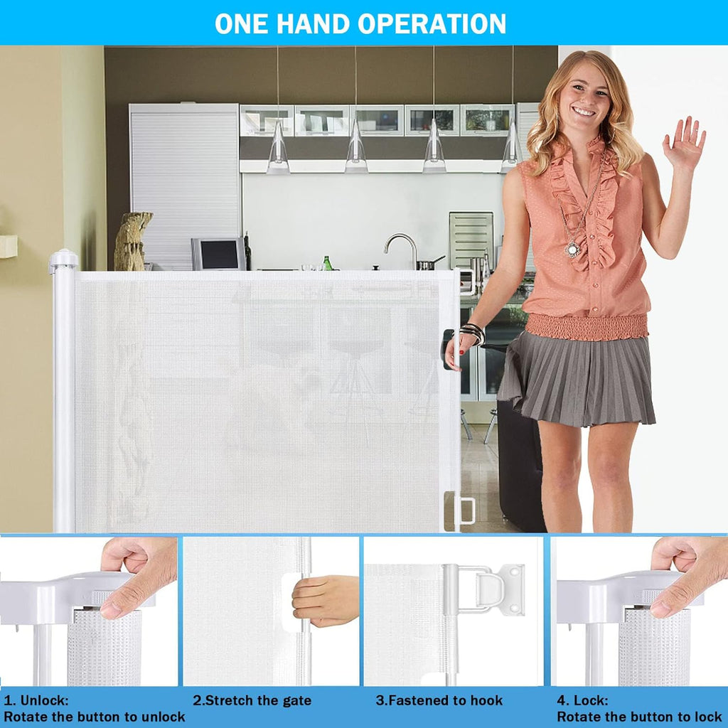 Barierka dziecięca Wodondog biała 0-150cm 83cm wysoka