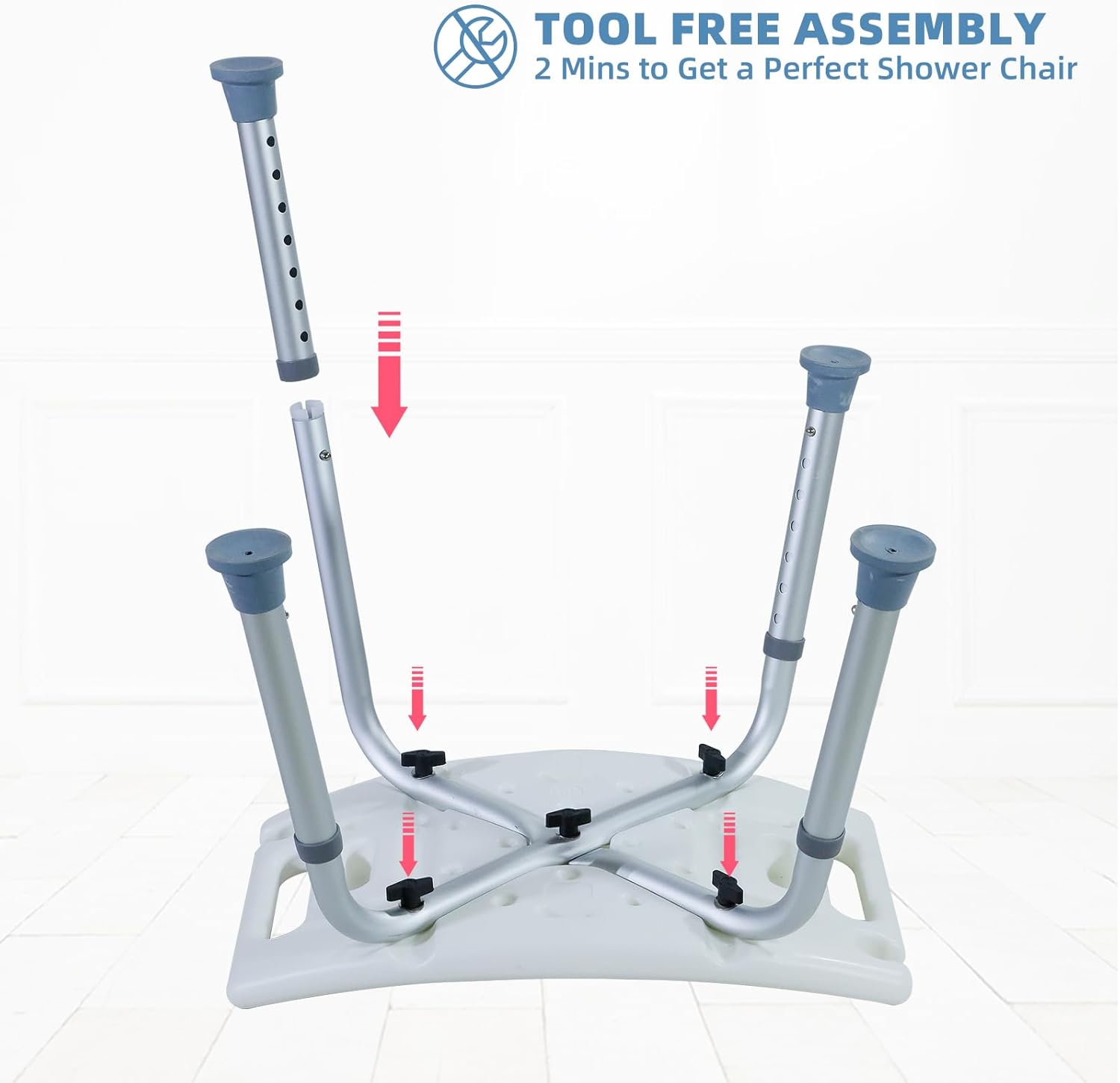 Taboret prysznicowy CCLIFE dla seniorów regulowany 120 kg antypoślizgowy