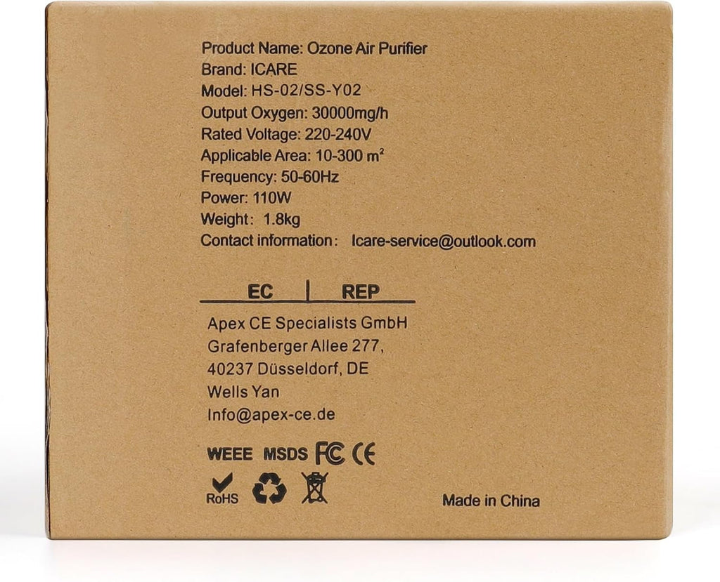 Generator ozonu 30 000 mg/h, do 300m2, timer 120 min