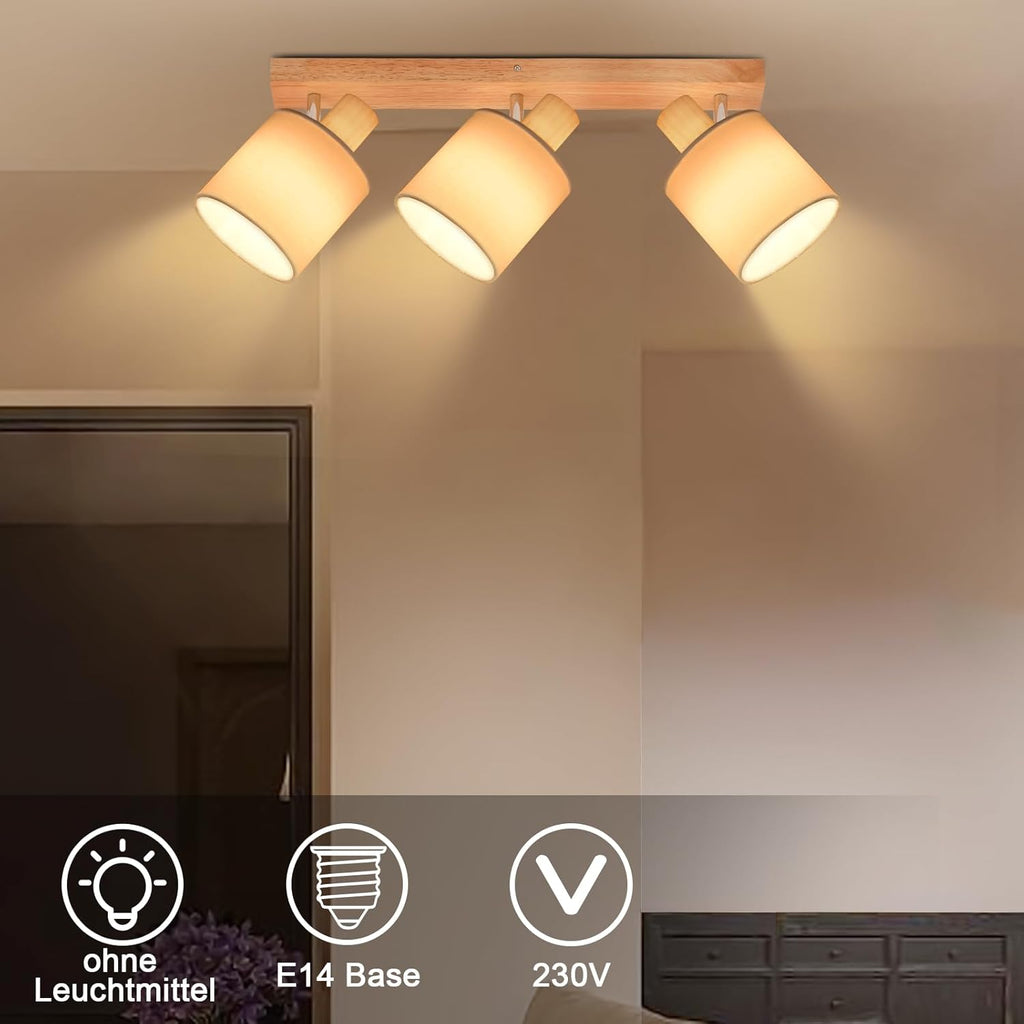 Lampa Sufitowa z Drewnianymi Detalami E14
