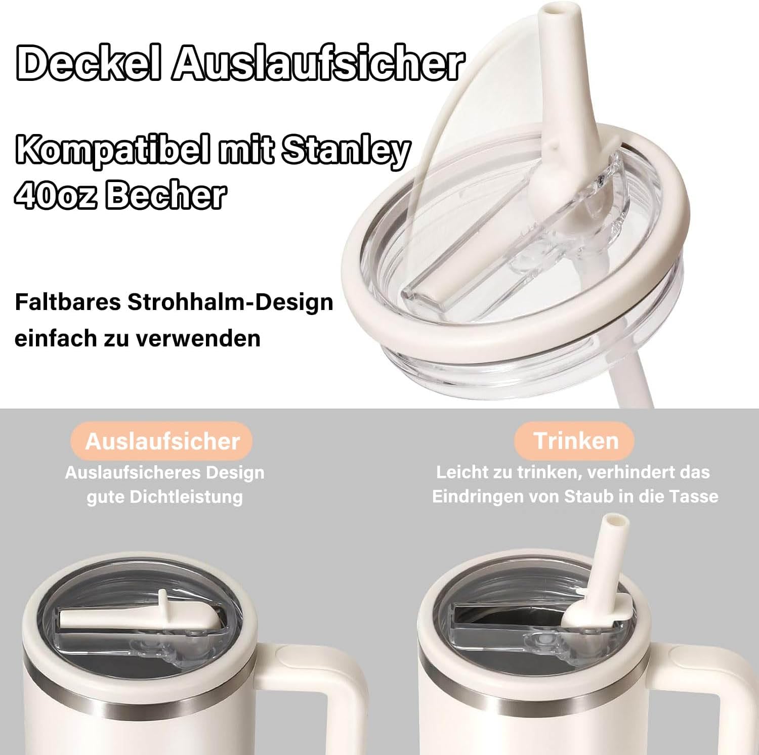 Pokrywki QIMYGIFT do kubków Stanley 40oz + słomki 2 szt. akcesoria