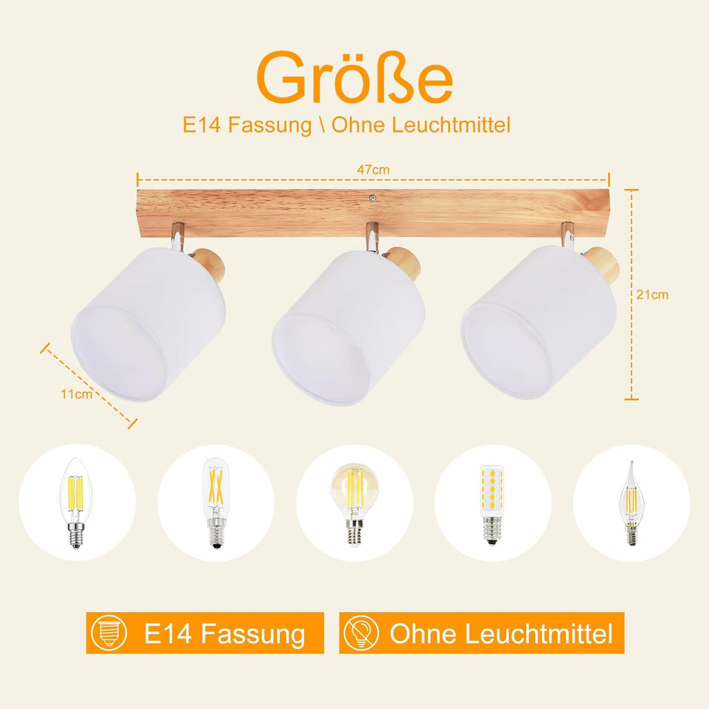 Lampa Sufitowa z Drewnianymi Detalami E14
