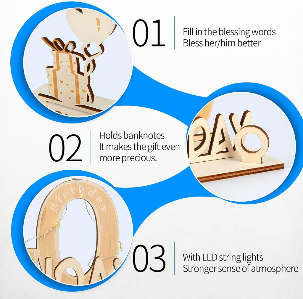 Drewniany prezent na 50 urodziny z LED