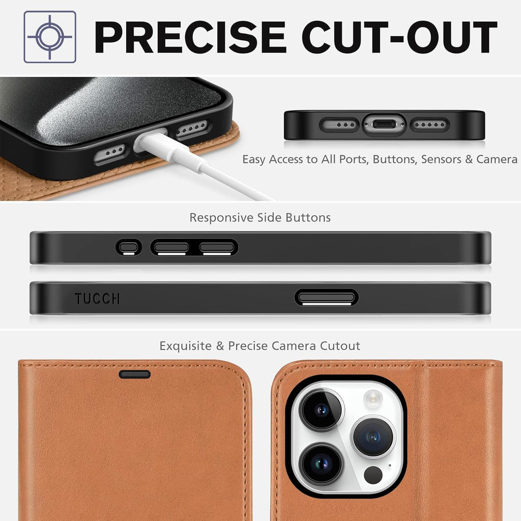 TUCCH Etui z Portfelem do iPhone 15 Pro