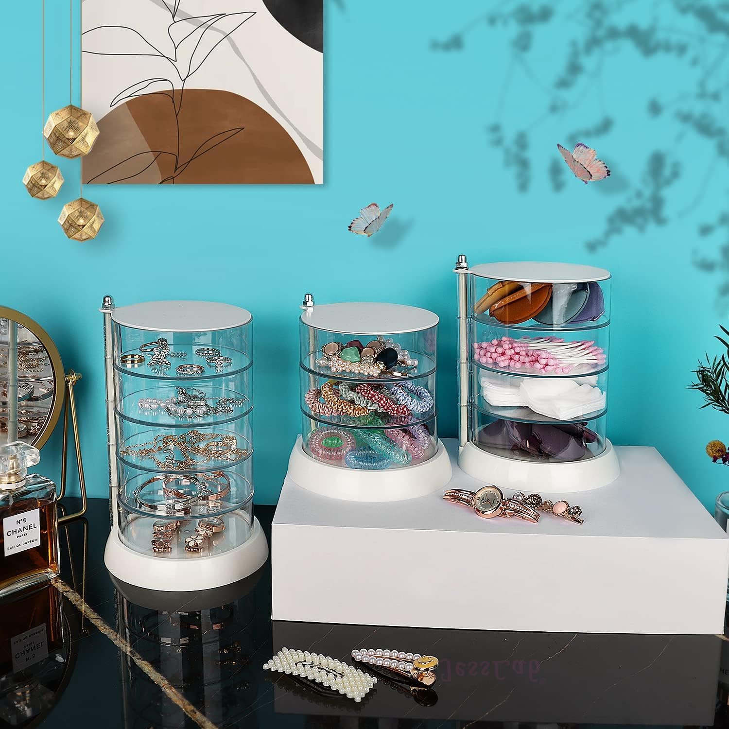 3-warstwowy organizer na biżuterię YIEZI