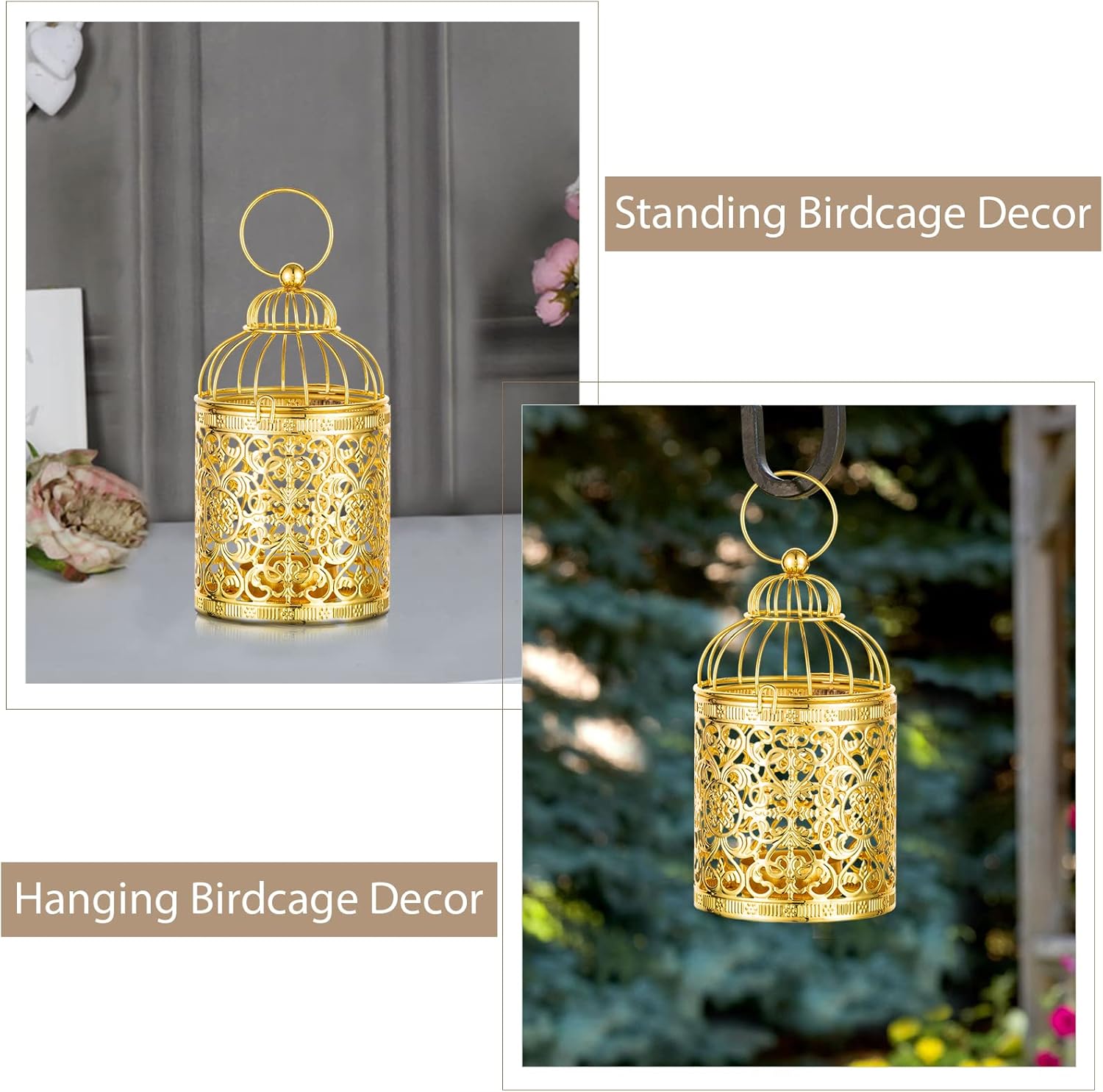 2x Latarnia na świecznik złote