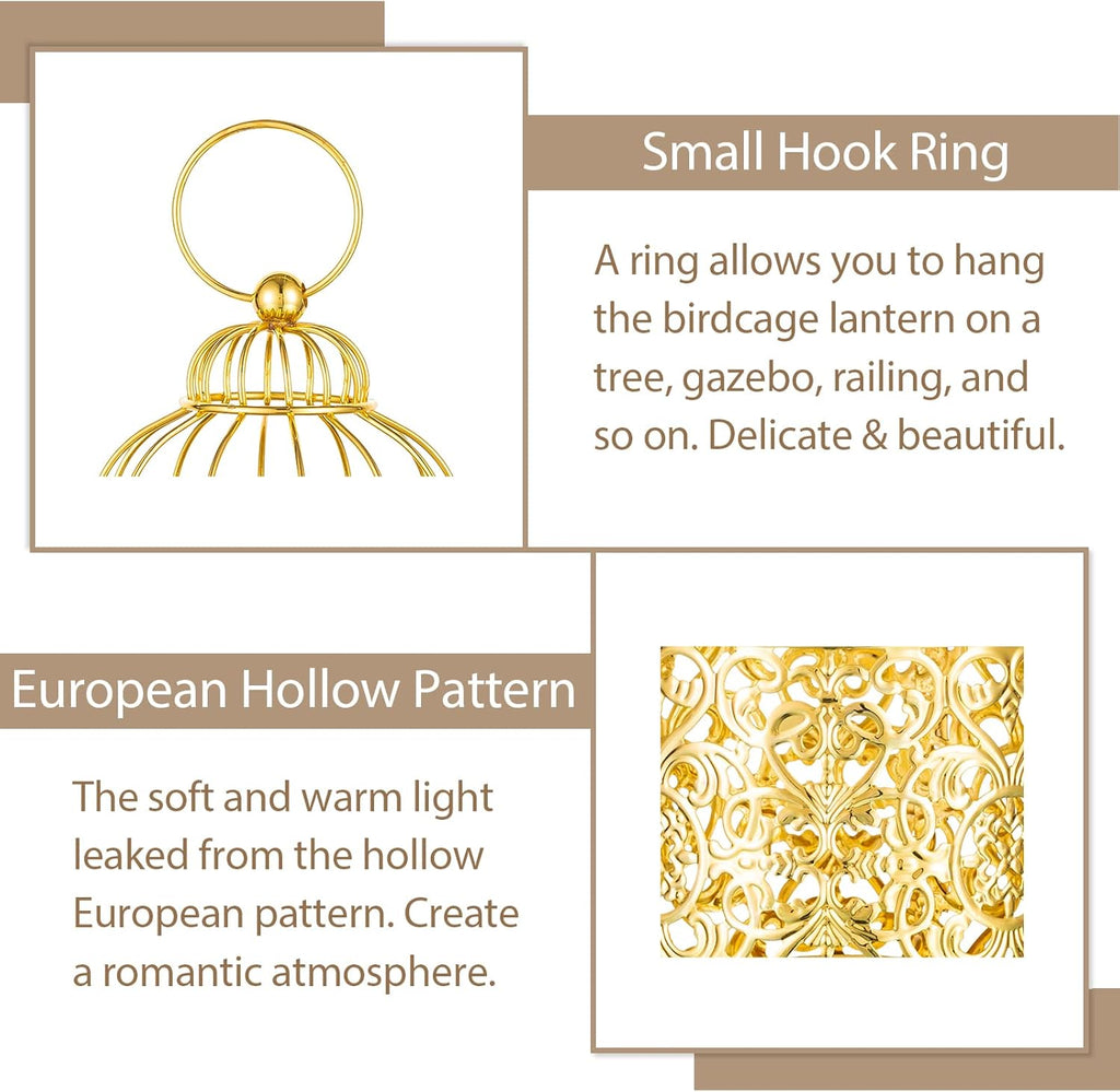 2x Latarnia na świecznik złote