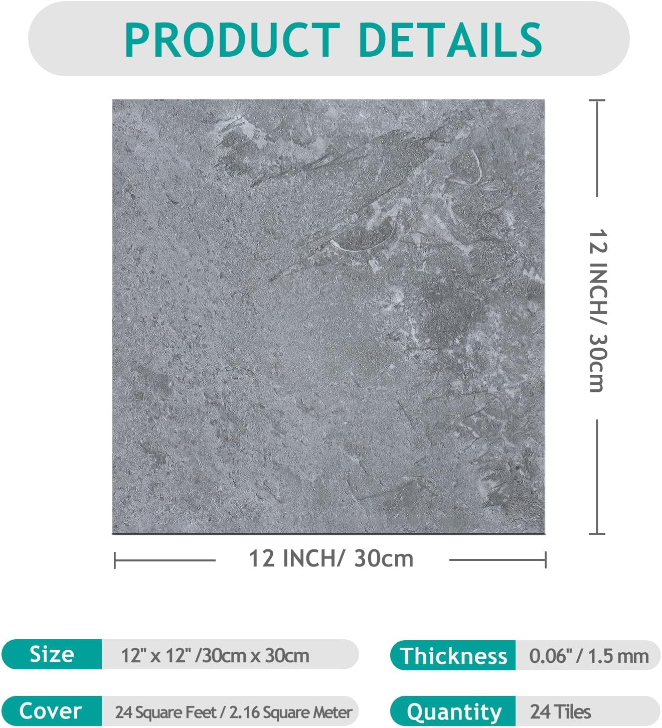 Płytki podłogowe VEELIKE SS19 PCV samoprzylepne beton 30x30 24szt