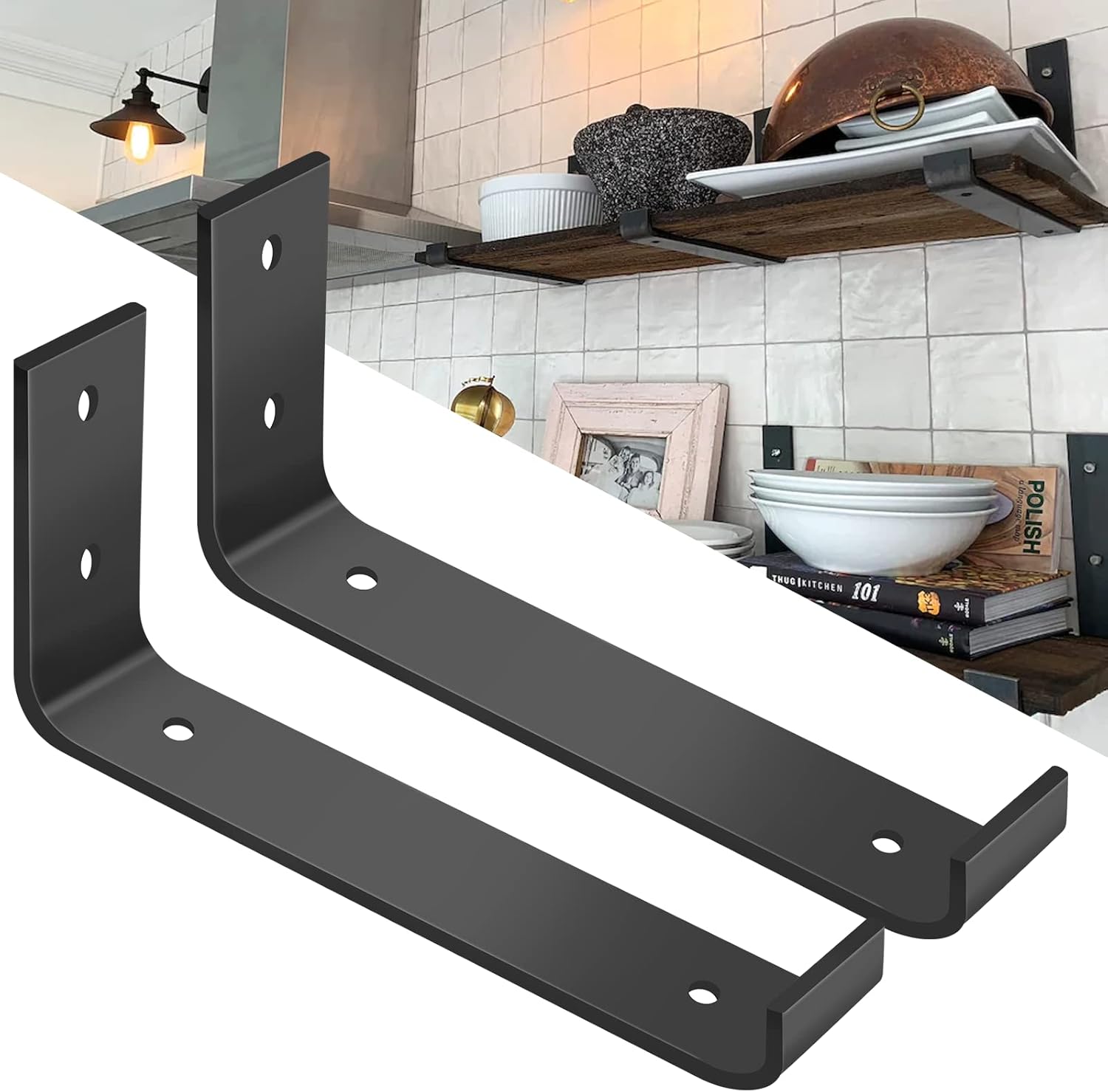 Wsporniki półki ścienne metalowe czarne 4 szt mocne stal