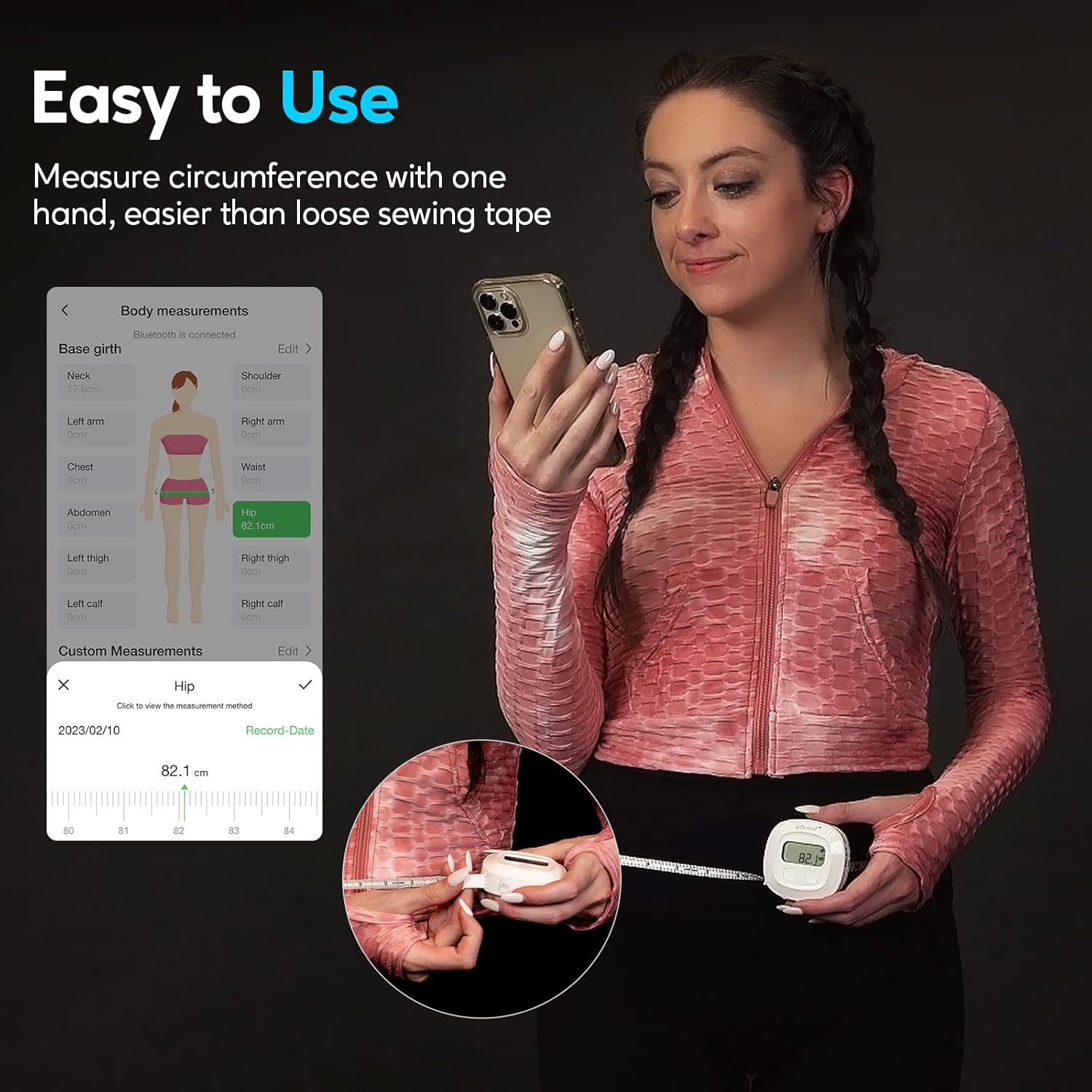 Arboleaf Inteligentna miarka do pomiaru obwodu ciała z aplikacją