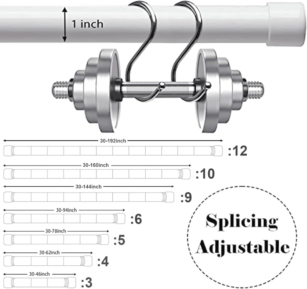 Karnisz regulowany 76-238 cm biały ze stali nierdzewnej