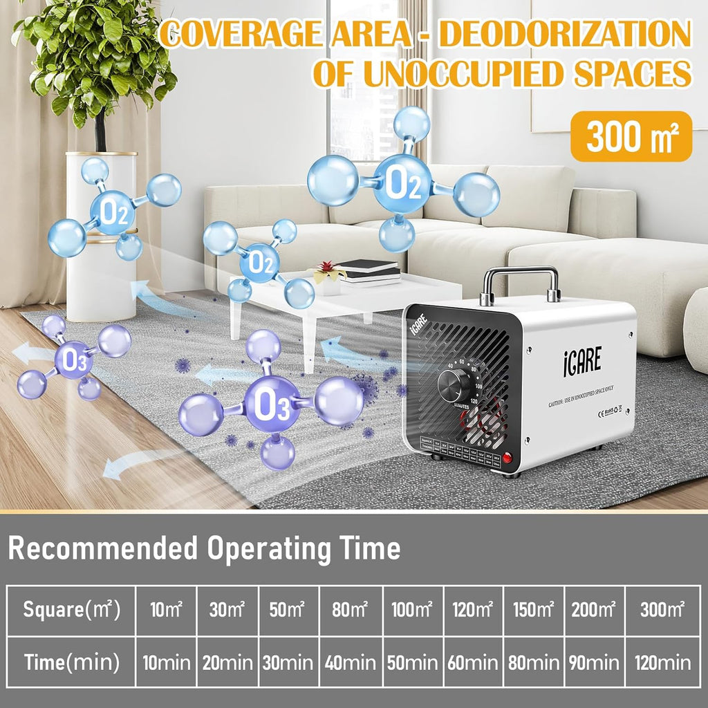 Generator ozonu 30 000 mg/h, do 300m2, timer 120 min