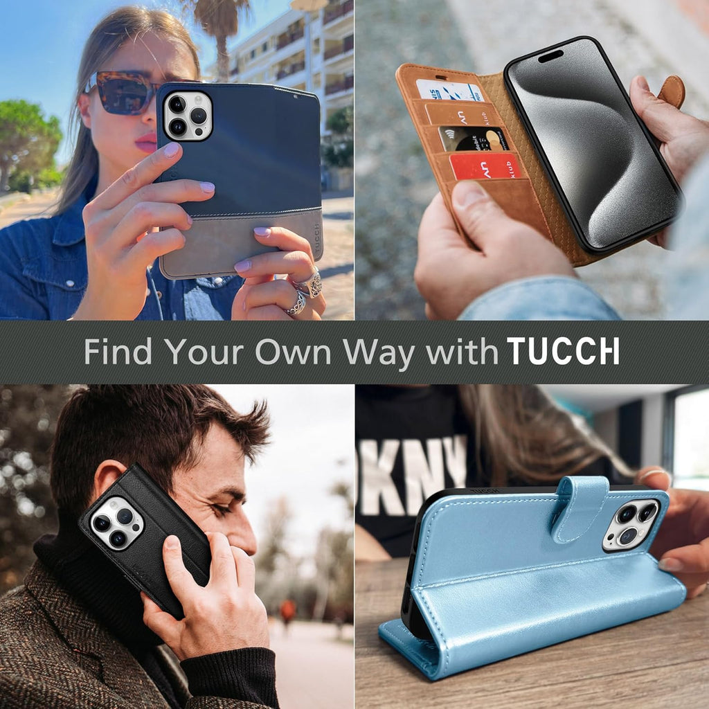 TUCCH Etui z Portfelem do iPhone 15 Pro
