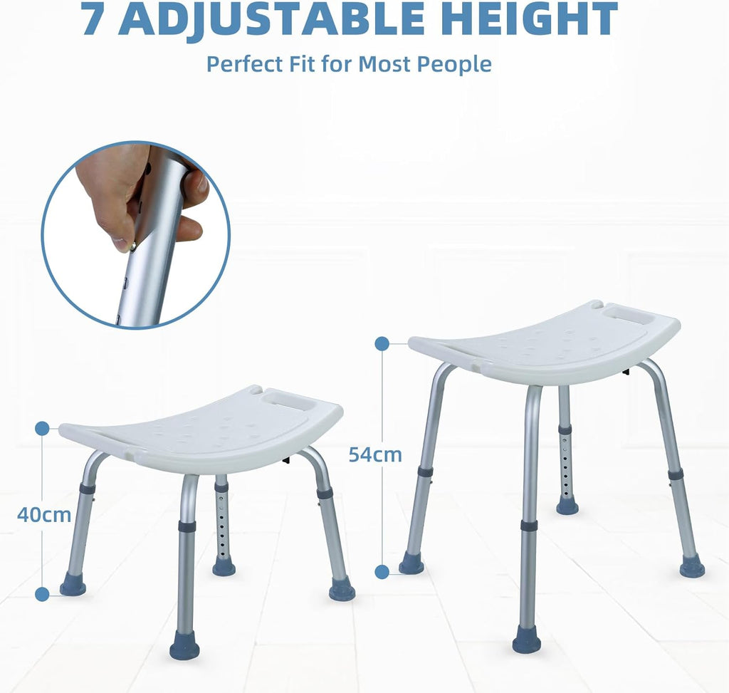 Taboret prysznicowy CCLIFE dla seniorów regulowany 120 kg antypoślizgowy