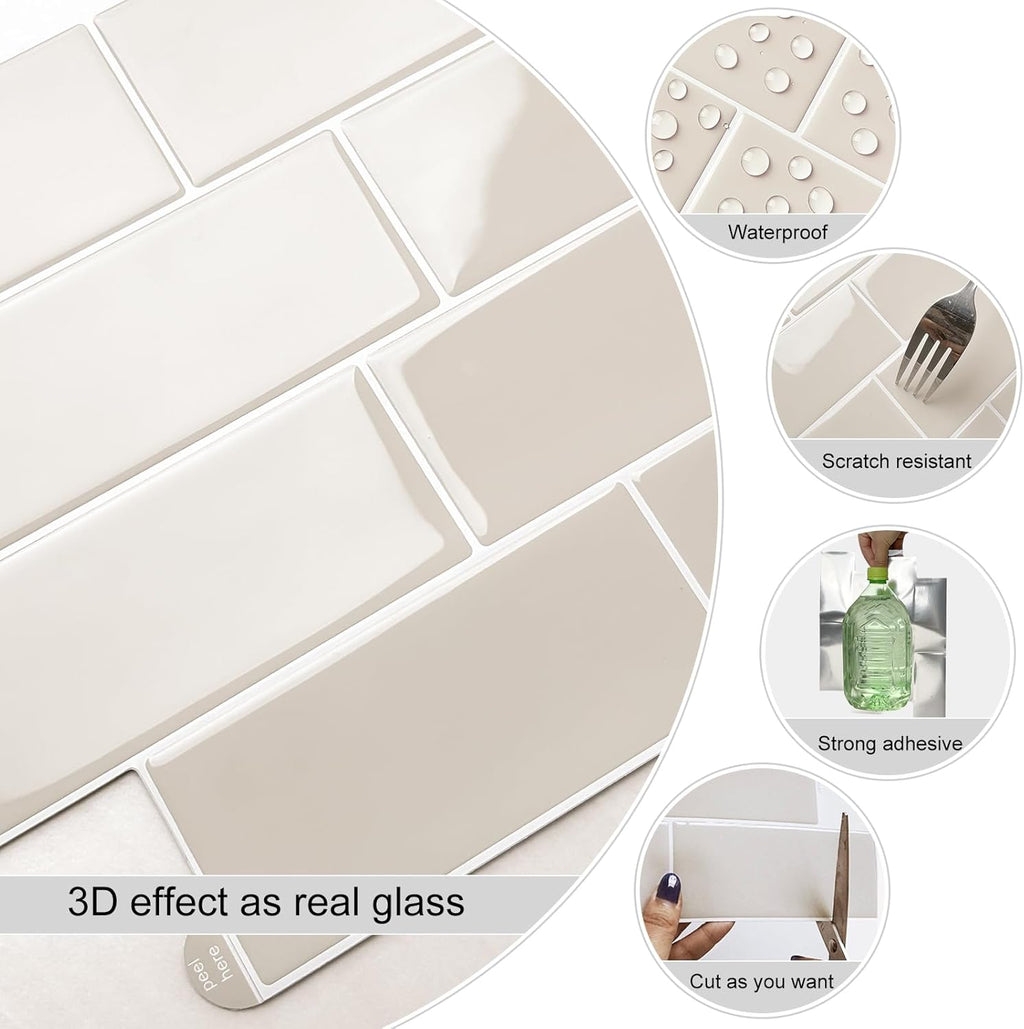 Płytki samoprzylepne 3D WoStick 10szt retro beżowe 29x21 kuchnia łazienka