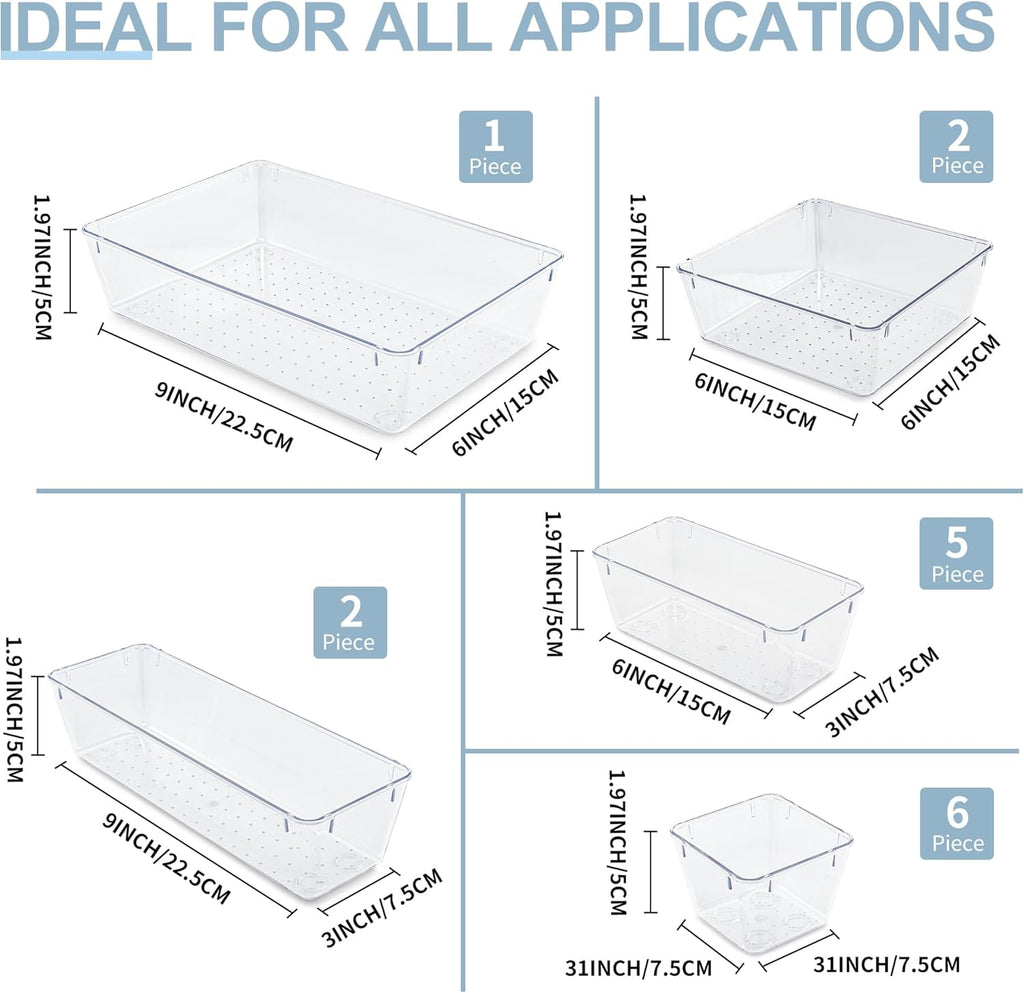 Organizer do szuflady 16 el zestaw 5 rozmiarów przezroczysty