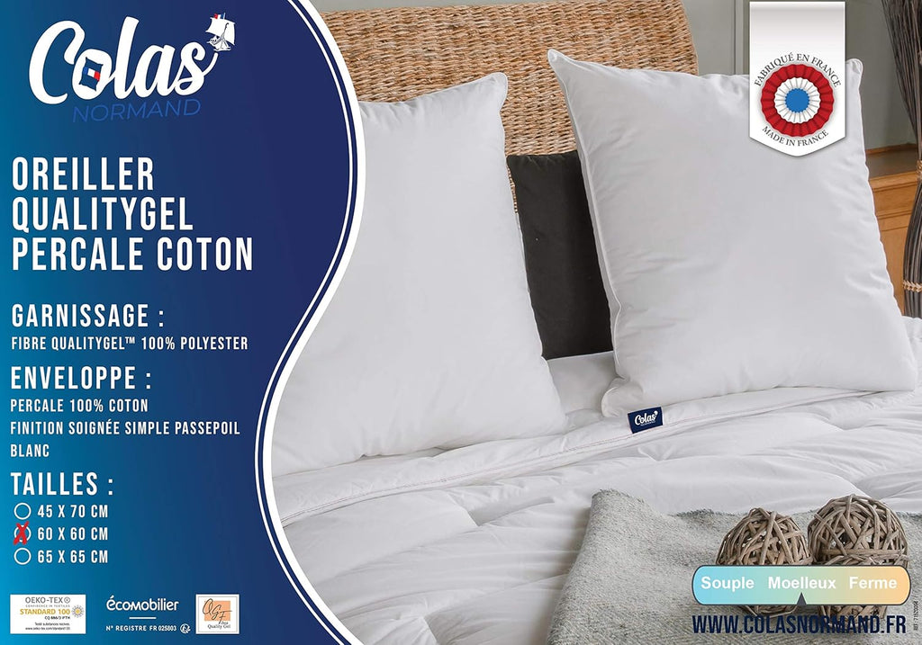 Poduszka Colas 60x60 cm perkal bawełna miękka hotelowa komfort