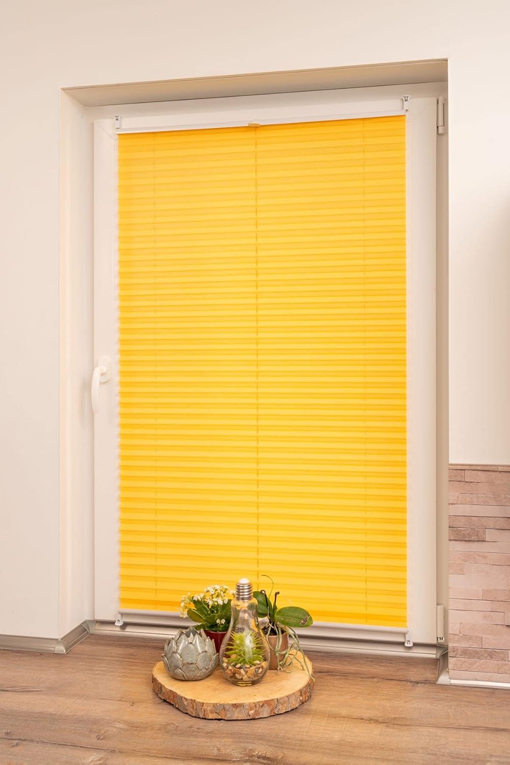 Roleta plisowana z mocowaniem zaciskowym żółta 110 x 130 cm