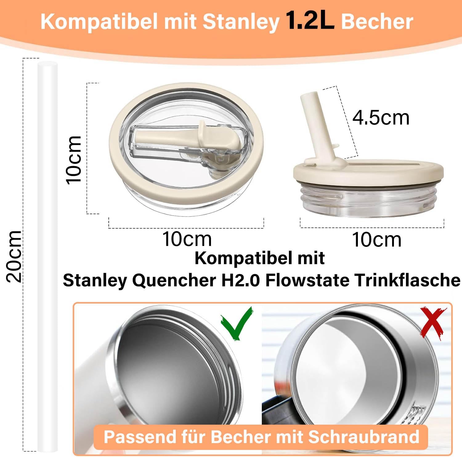 Pokrywki QIMYGIFT do kubków Stanley 40oz + słomki 2 szt. akcesoria