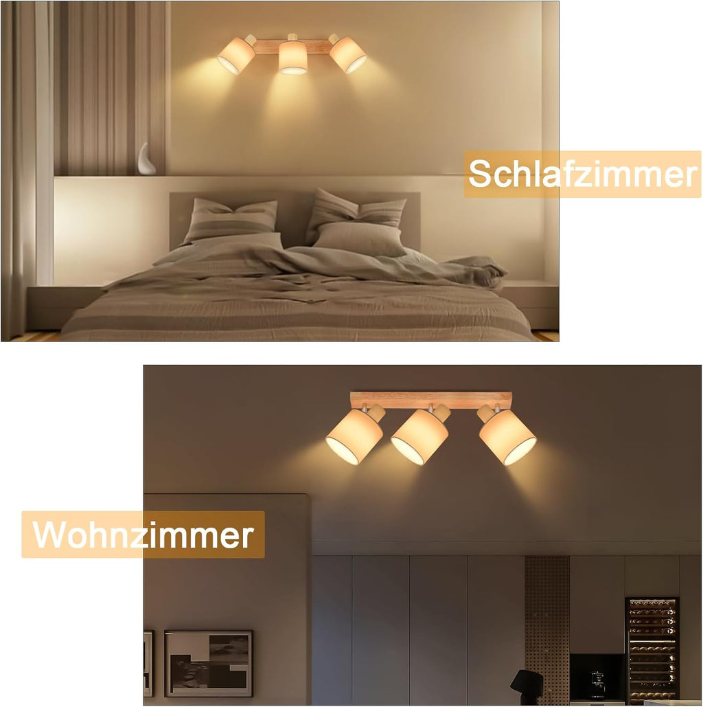 Lampa Sufitowa z Drewnianymi Detalami E14