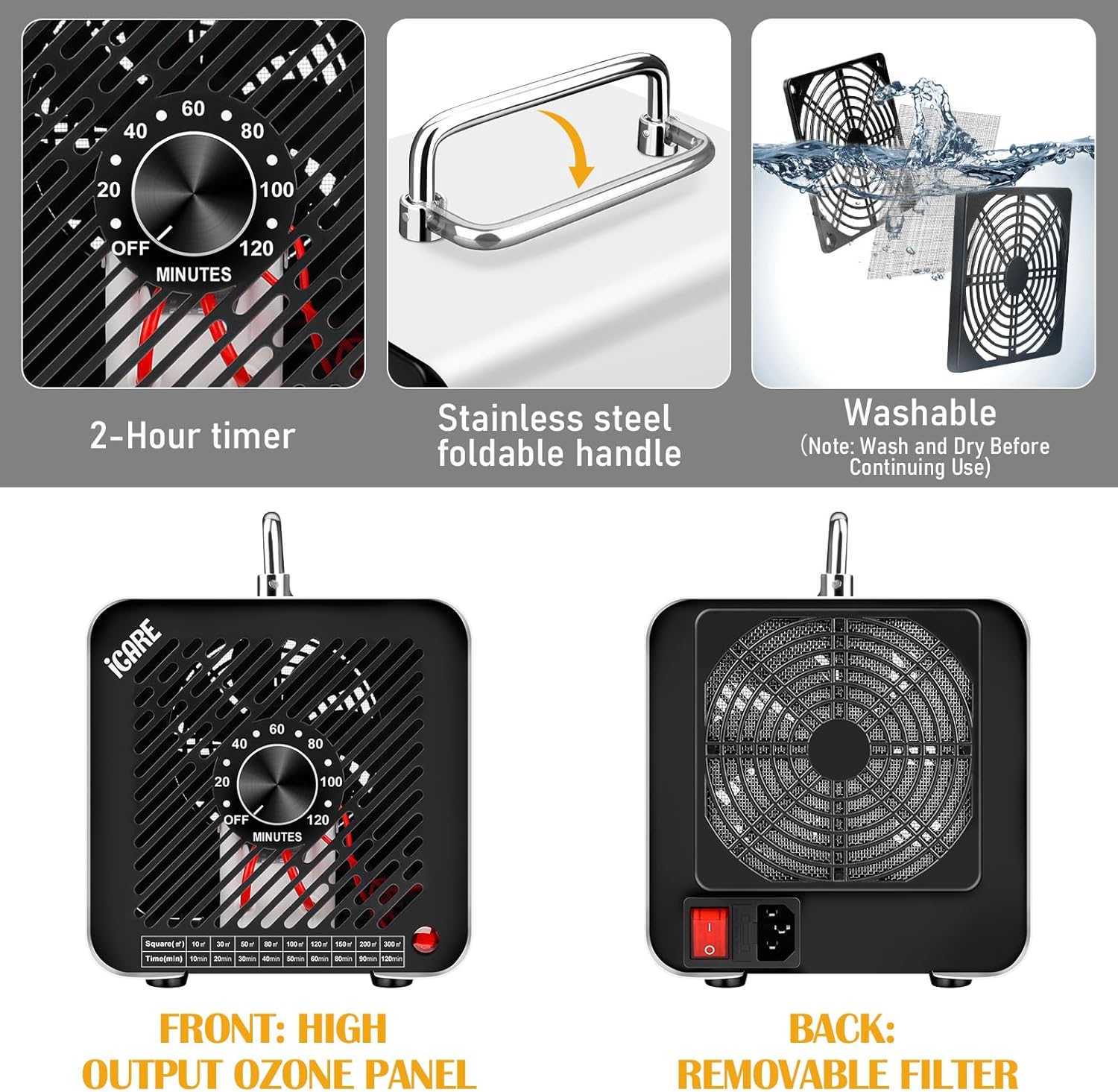 Generator ozonu 30 000 mg/h, do 300m2, timer 120 min