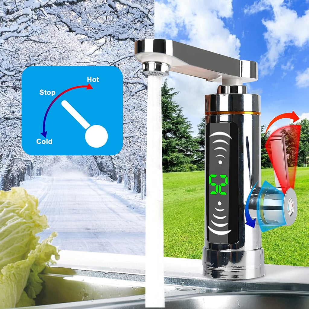 Elektryczny kran z podgrzewaczem 3000W, LED, obracany 360°