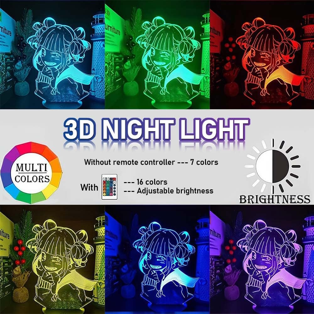 Lampka nocna LED 3D z pilotem, 16 kolorów