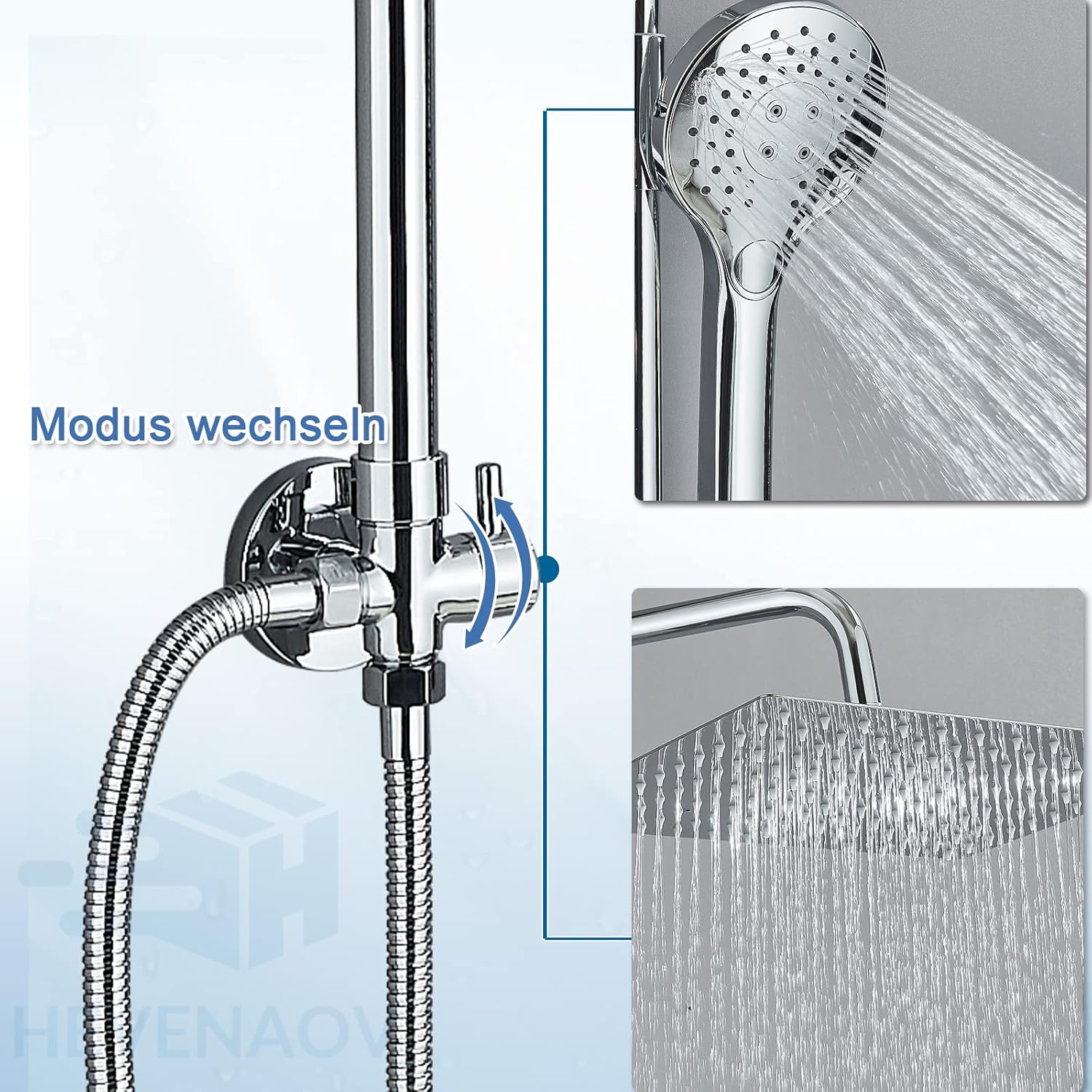 System prysznicowy hevenaov 30x30 deszczownica chrom