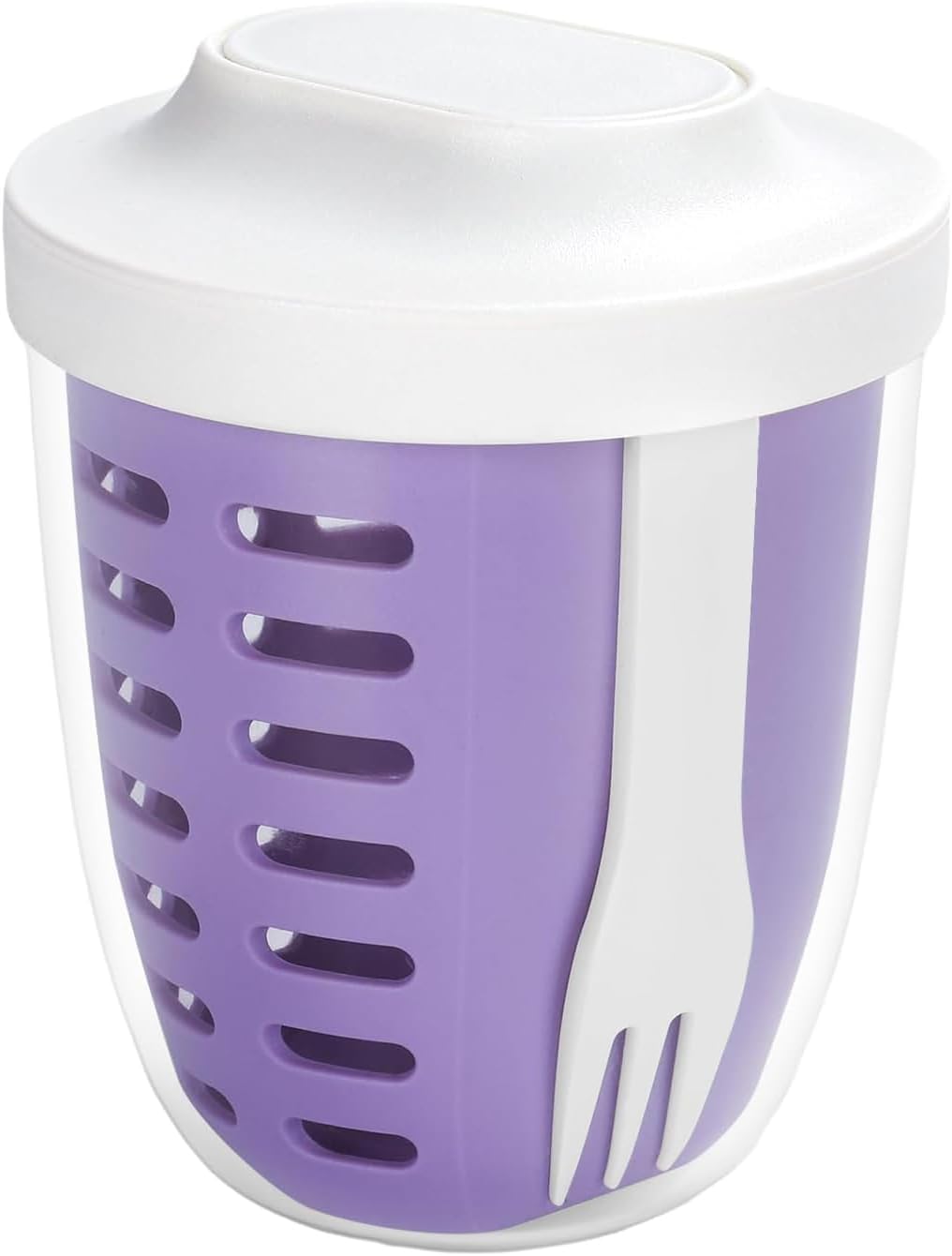 Pojemnik na owoce 650 ml z sitkiem i widelcem lunchbox kubek