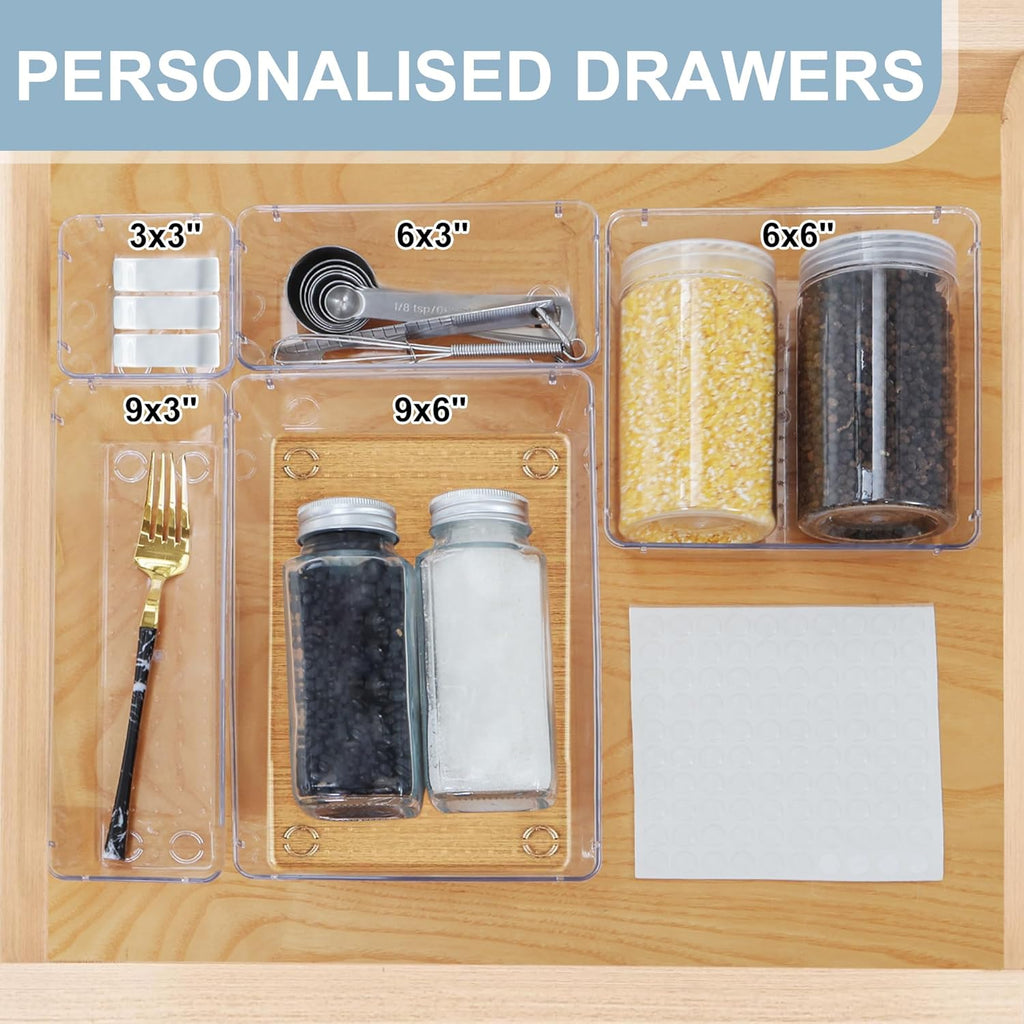 Organizer do szuflady 16 el zestaw 5 rozmiarów przezroczysty