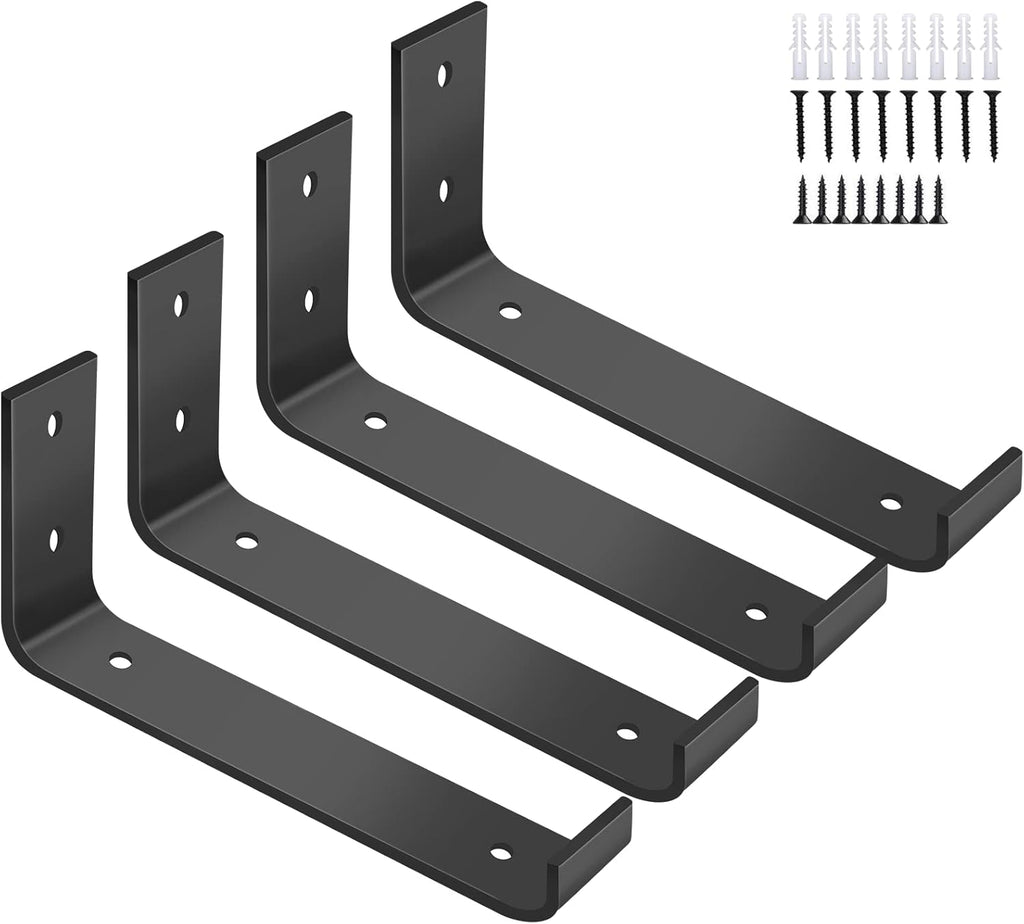 Wsporniki półki ścienne metalowe czarne 4 szt mocne stal