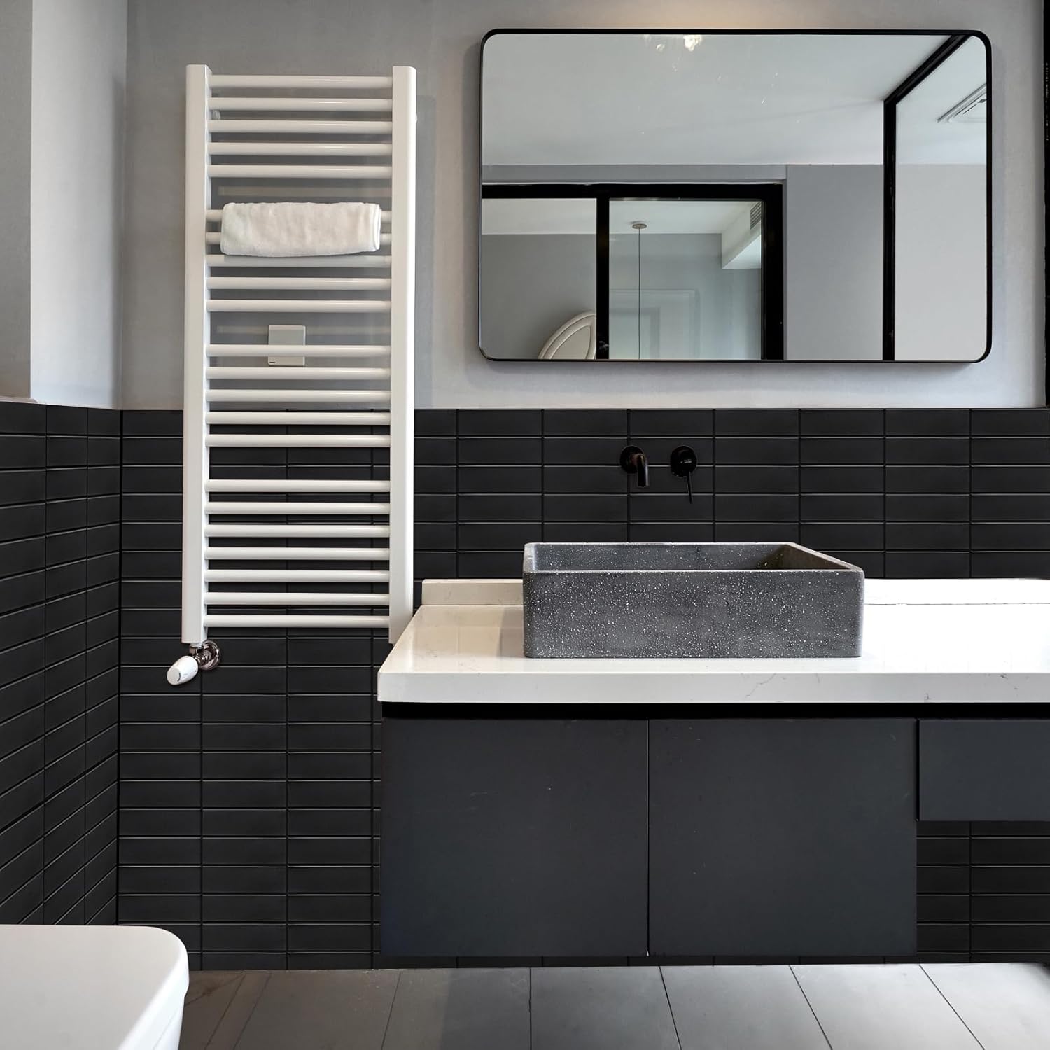 Płytki ścienne 3D WoStick  czarne 10szt samoprzylepne do kuchni łazienki