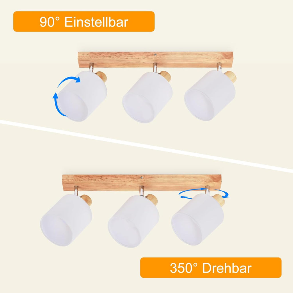 Lampa Sufitowa z Drewnianymi Detalami E14