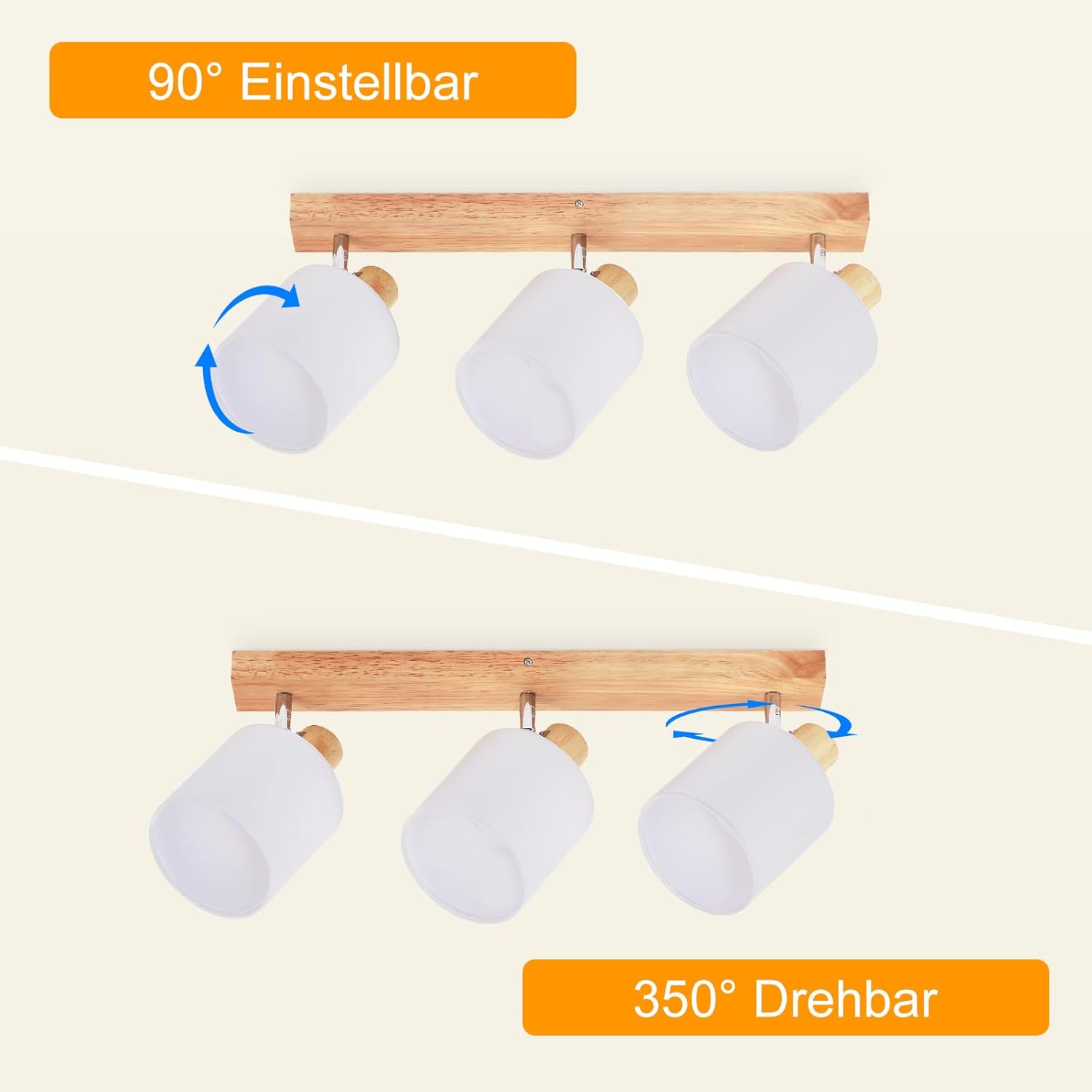 Lampa Sufitowa z Drewnianymi Detalami E14