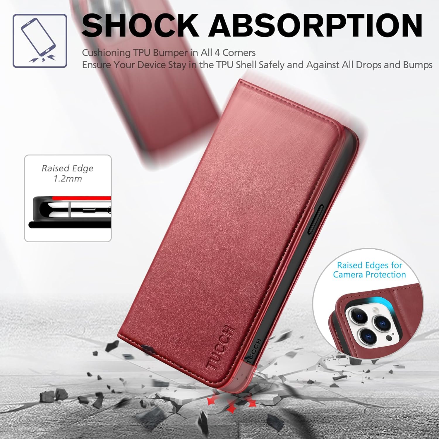 TUCCH Etui z Kieszenią na Karty do iPhone 15 Pro Max 5G