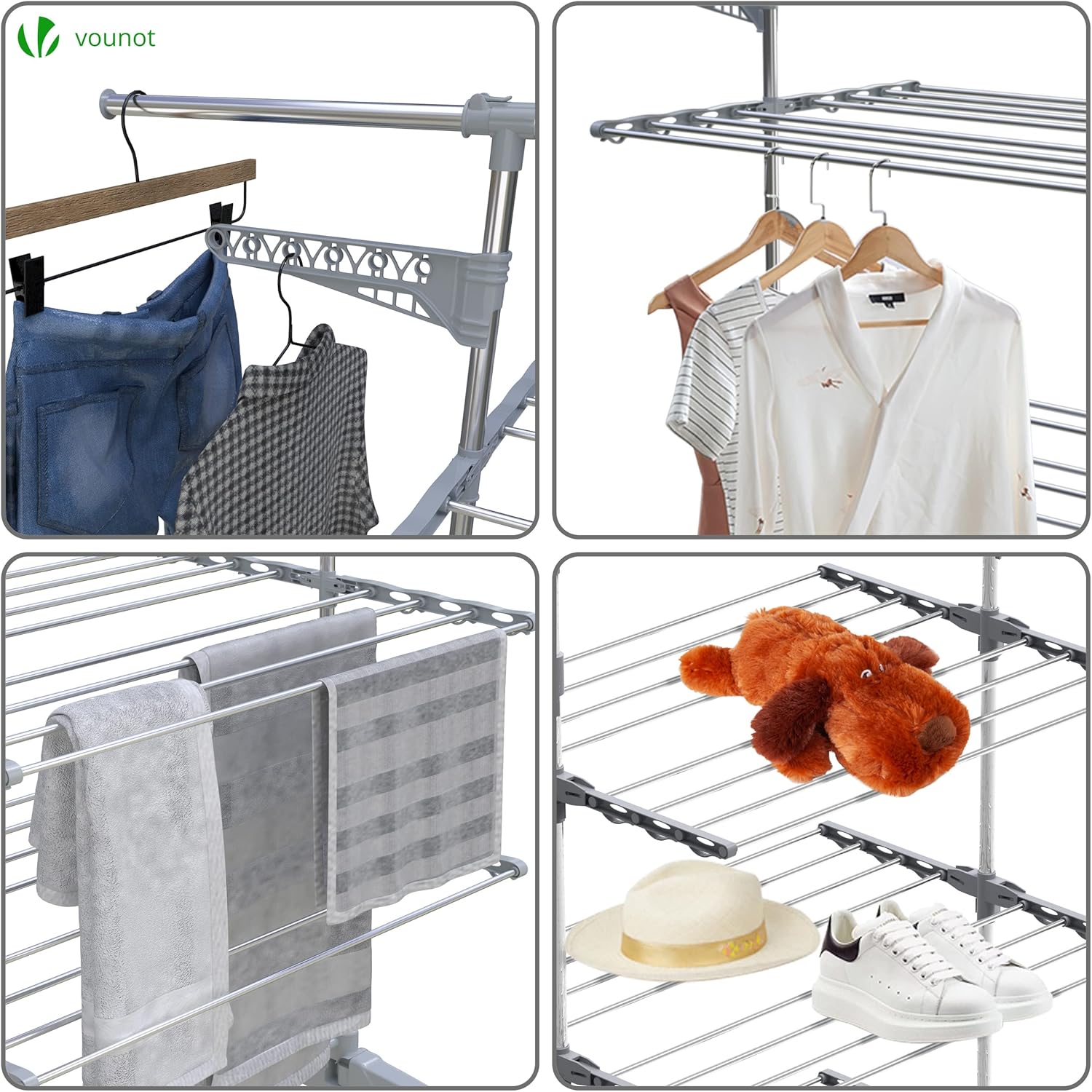 Suszarka na pranie VOUNOT 3-poziomowa składana 23 m na kółkach