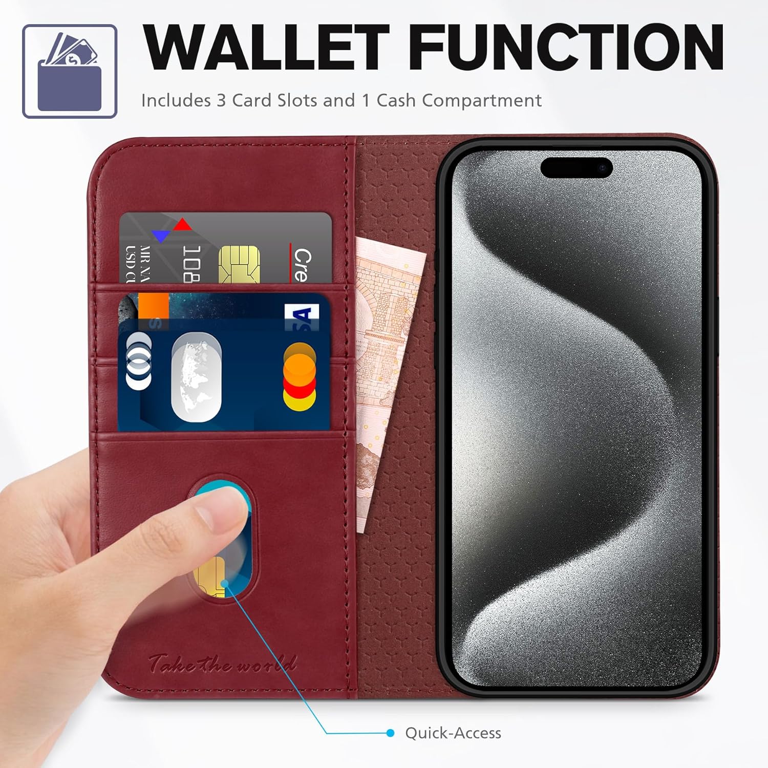 TUCCH Etui z Kieszenią na Karty do iPhone 15 Pro Max 5G