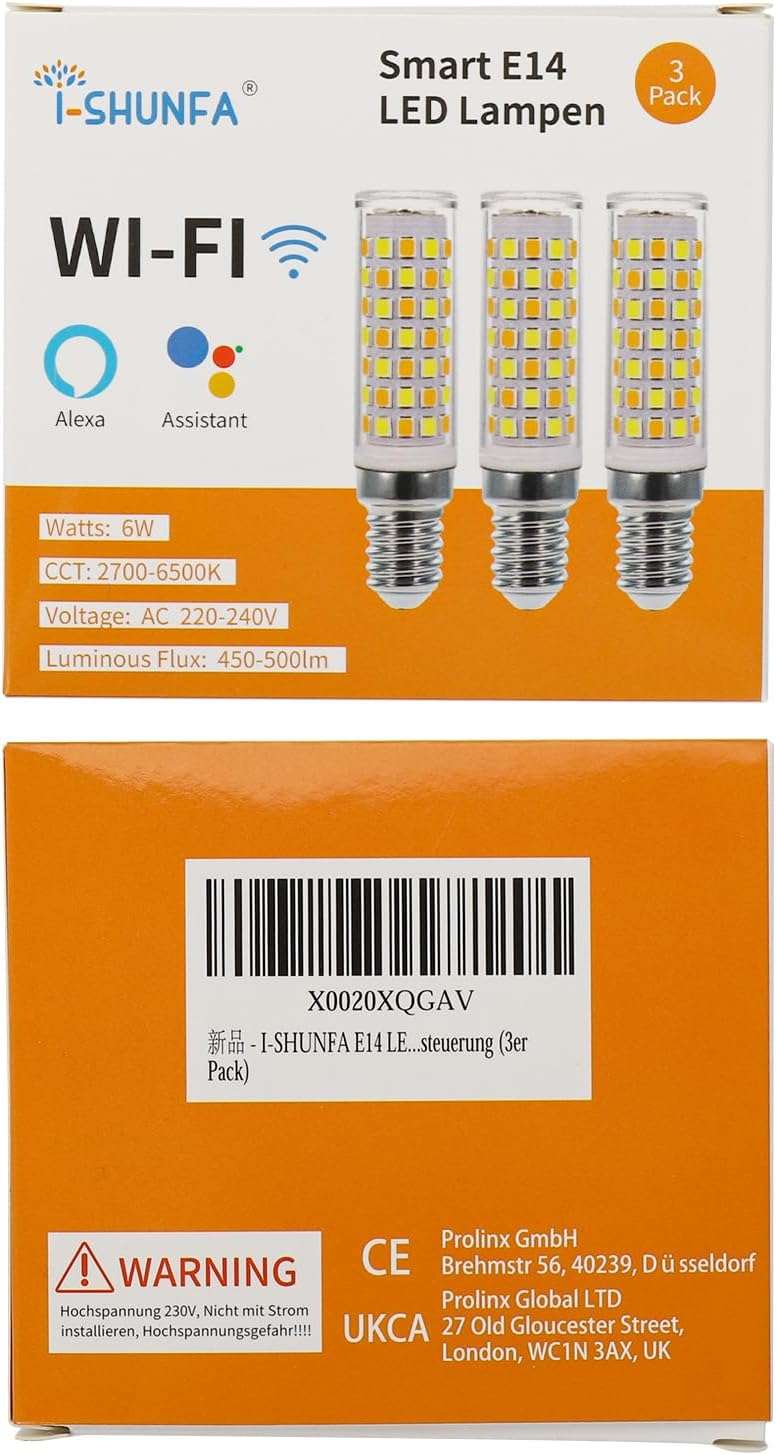 I-SHUNFA Żarówka E14 Wi-Fi Alexa/Google Home, 6W