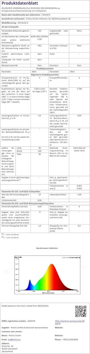 I-SHUNFA Żarówka E14 Wi-Fi Alexa/Google Home, 6W