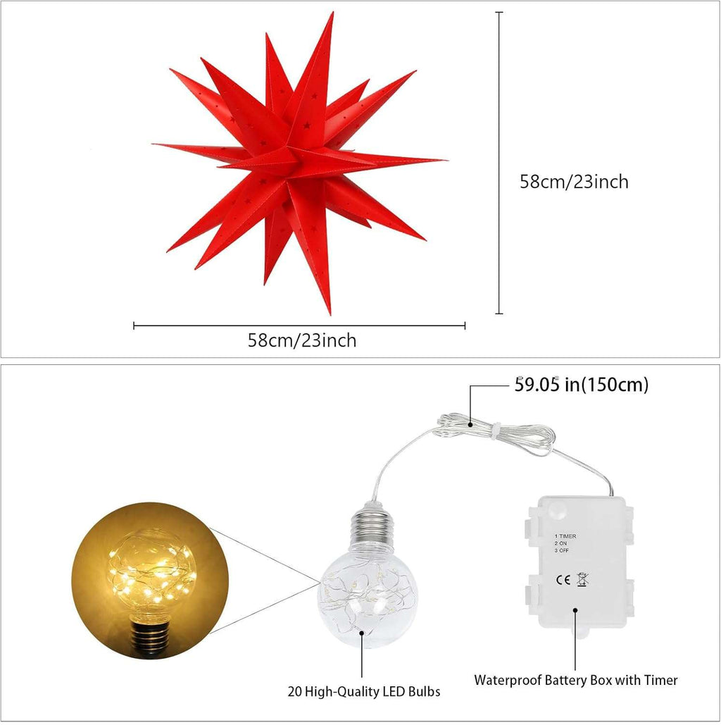 Lampa świąteczna Qijieda Gwiazda 11 - 20 lampek