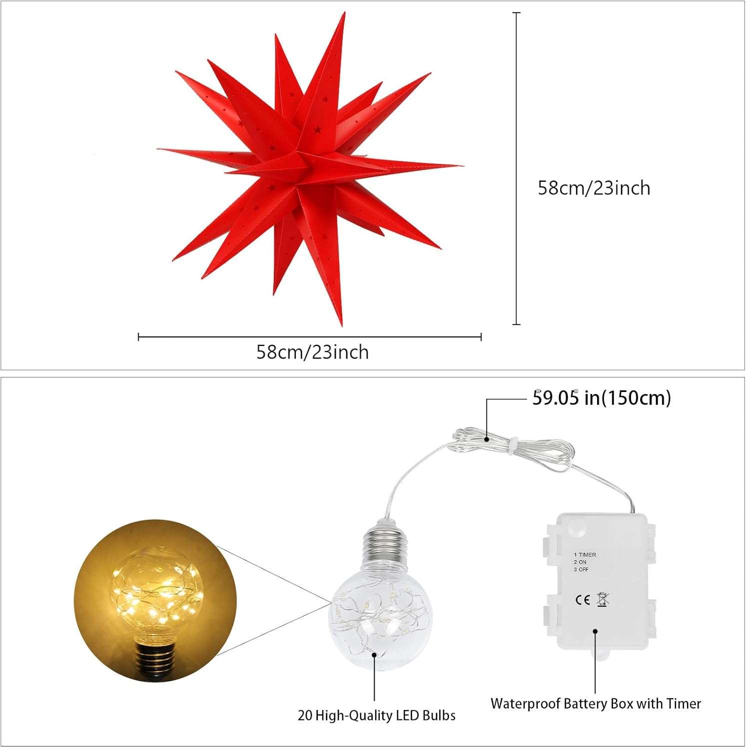 Lampa świąteczna Qijieda Gwiazda 11 - 20 lampek