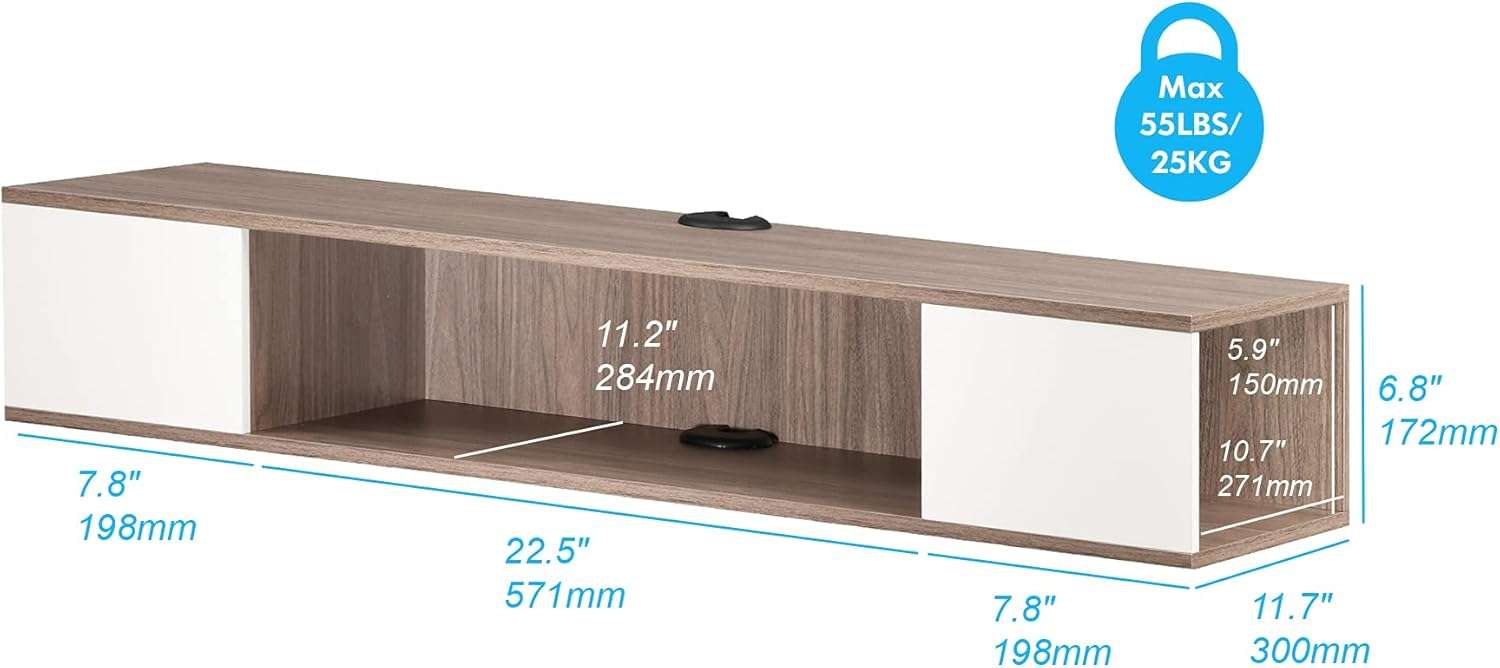 Szafka wisząca RTV FITUEYES 100 cm biało-dębowa