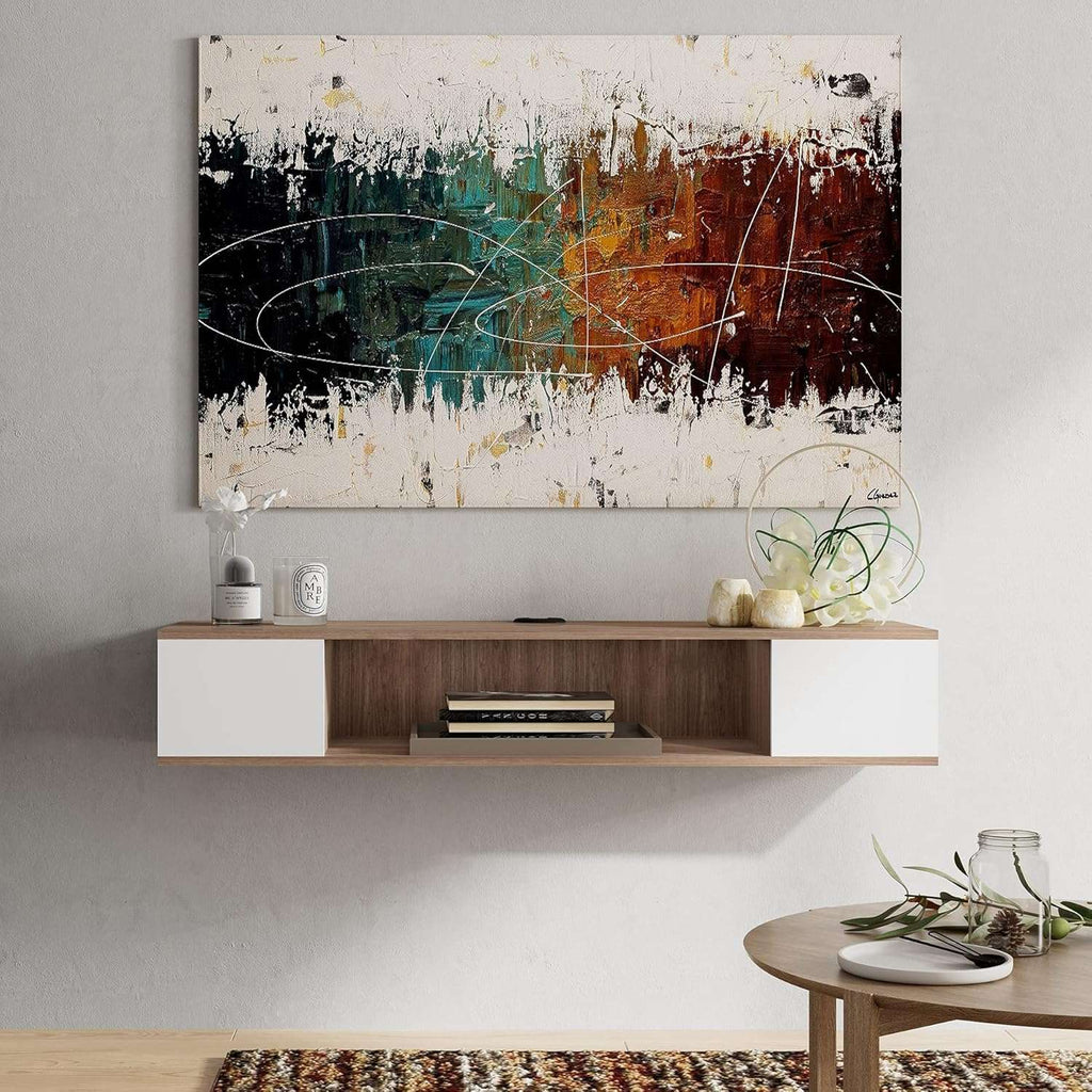 Szafka wisząca RTV FITUEYES 100 cm biało-dębowa