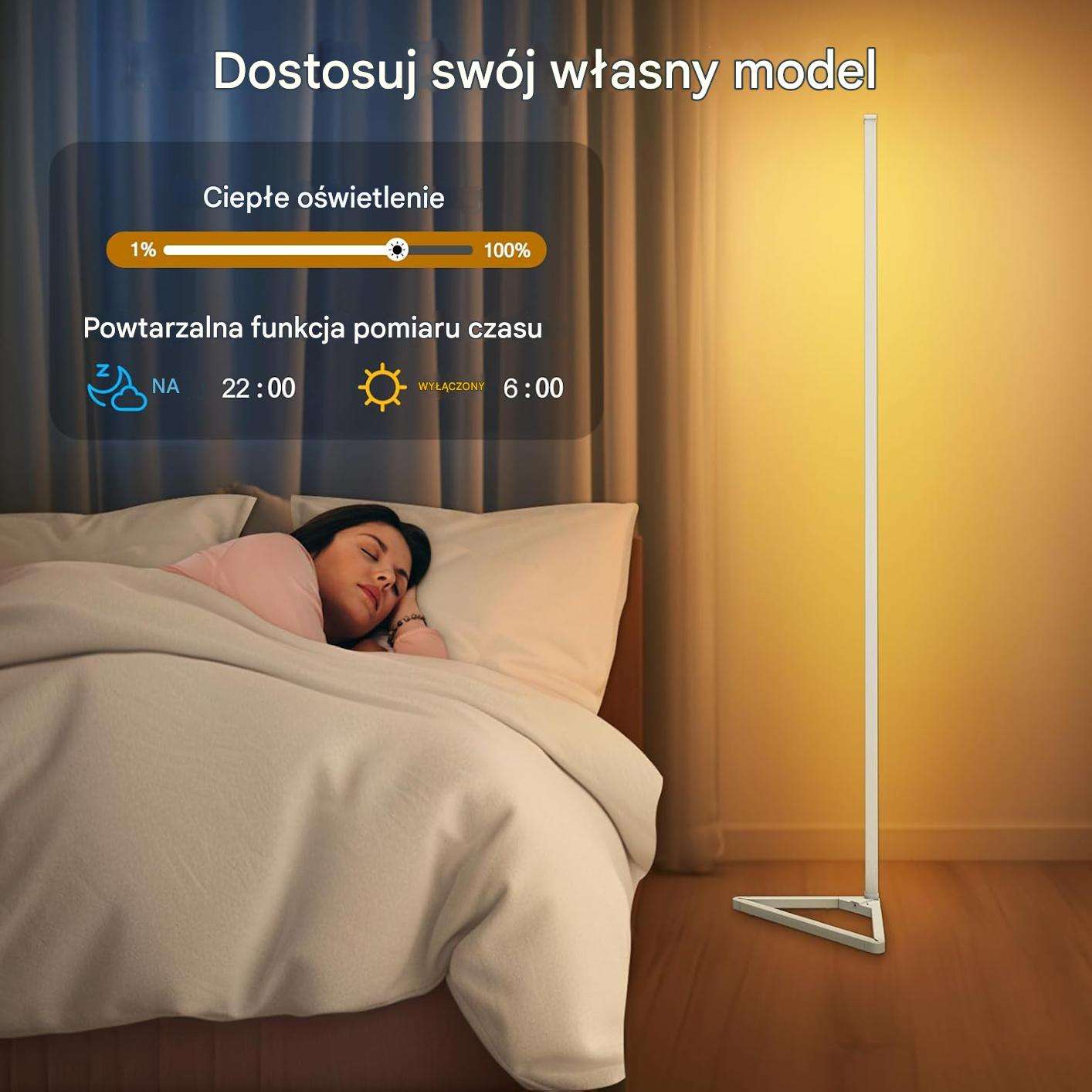 Lampa podłogowa LED KingMile DX21004 RGBIC pilot 140cm zestaw