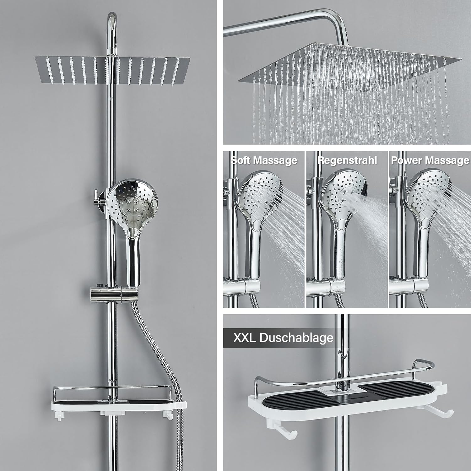 System prysznicowy hevenaov 30x30 deszczownica chrom